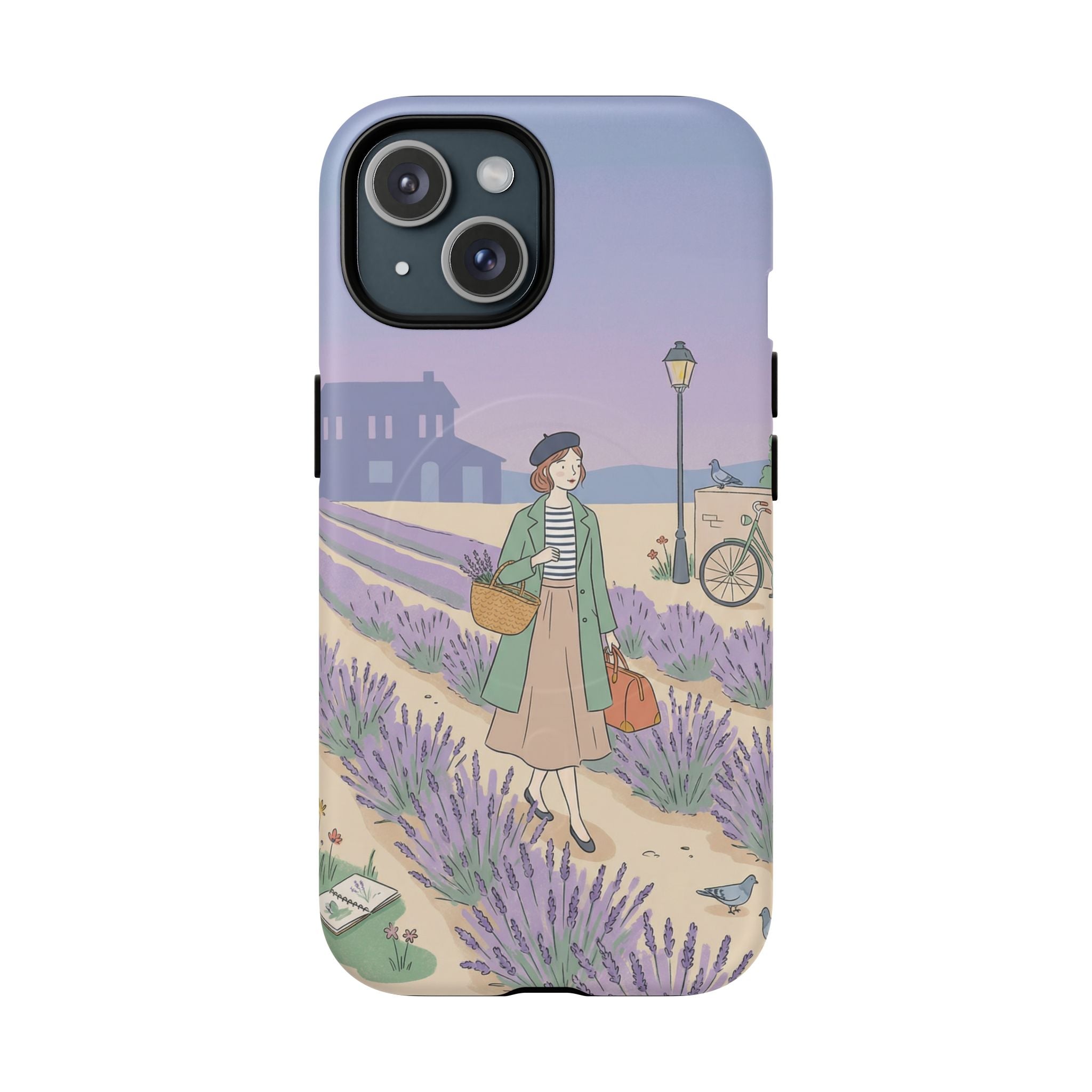 Lavender Field MagSafe iPhone Case | Vintage Travel Illustration Protective Case