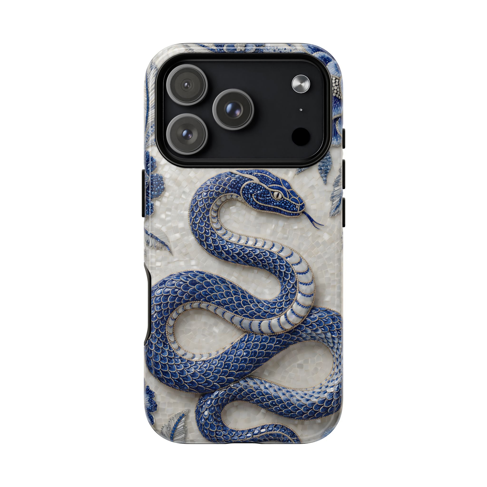 Asian Zodiac Snake MagSafe iPhone Case | Blue & White Porcelain Slim Shockproof Case | Year of the Snake