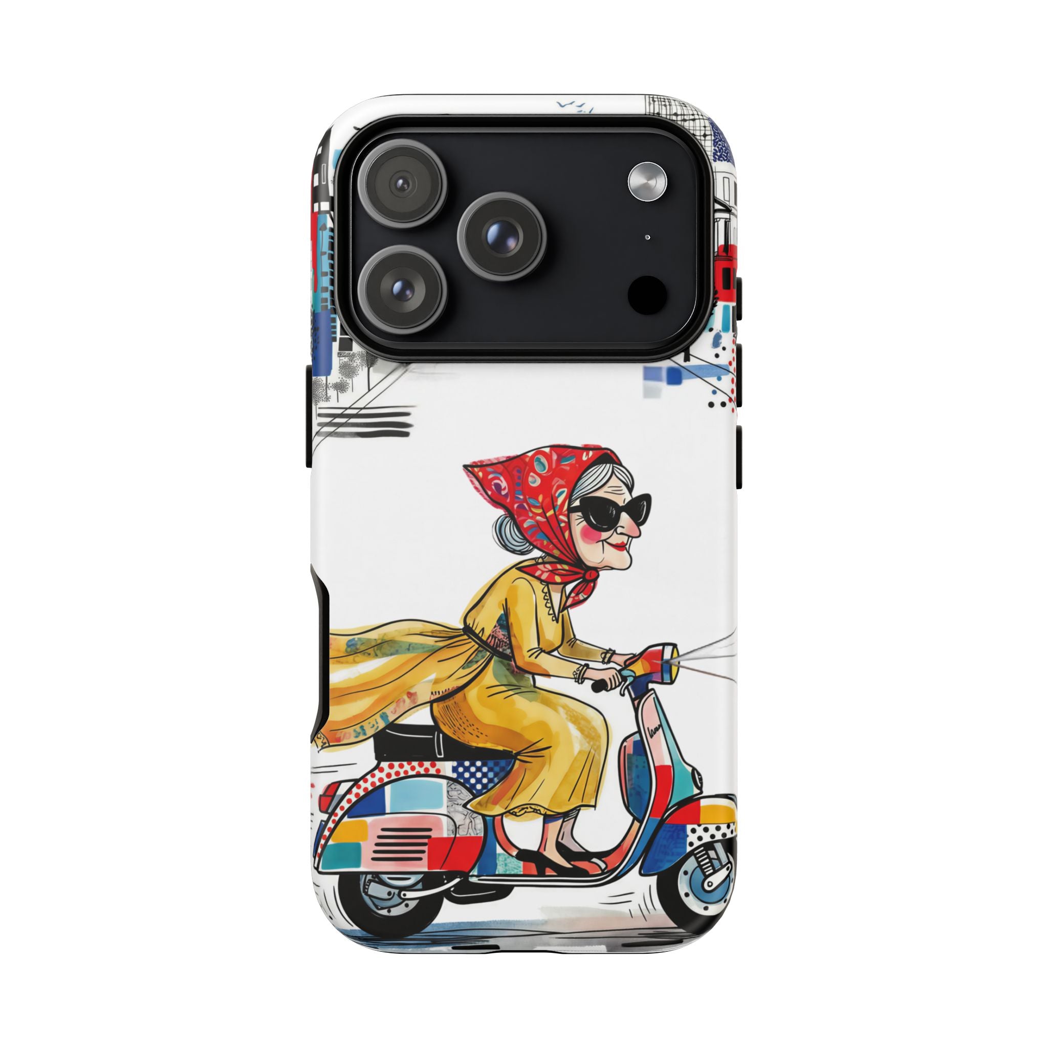 Vintage Vespa Granny iPhone Case | Retro Scooter Travel iPhone Cover