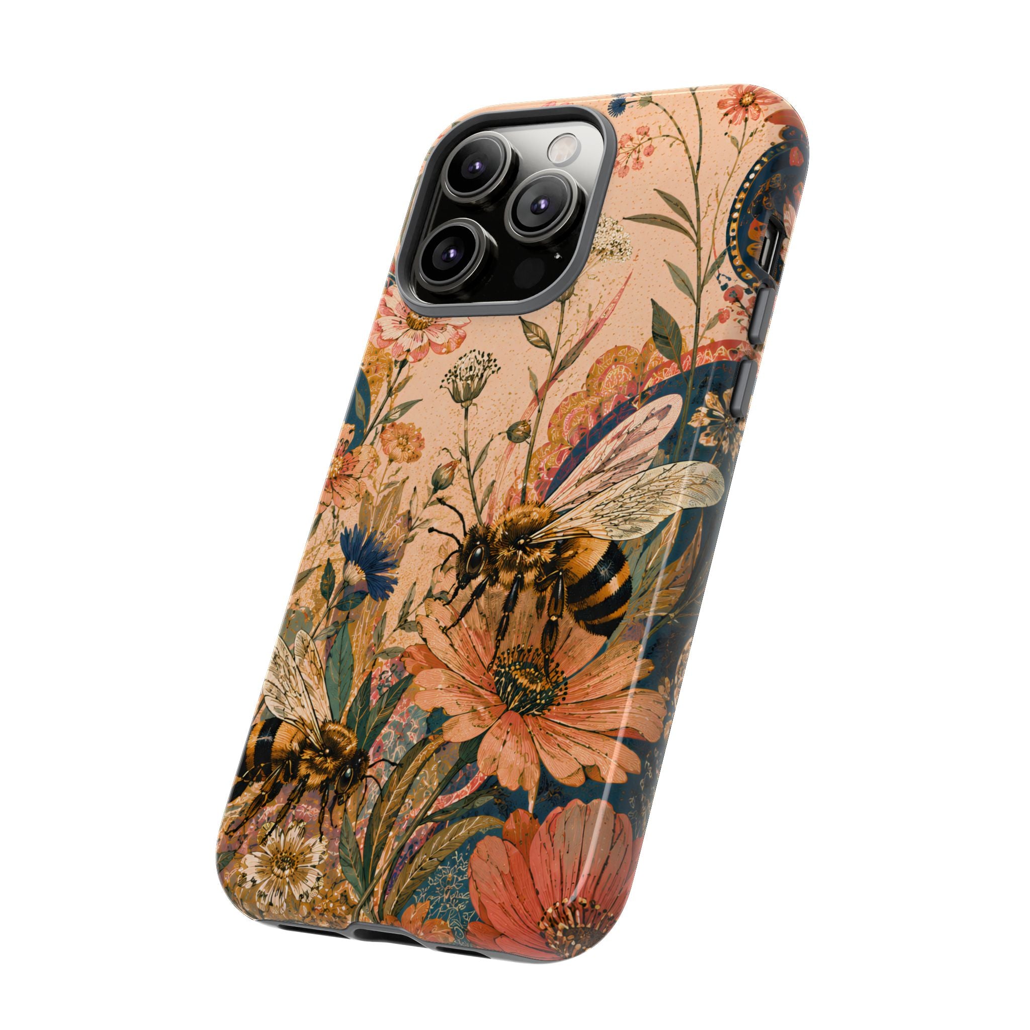 Honeybee Tough iPhone Case | Vintage Botanical Flower Cover