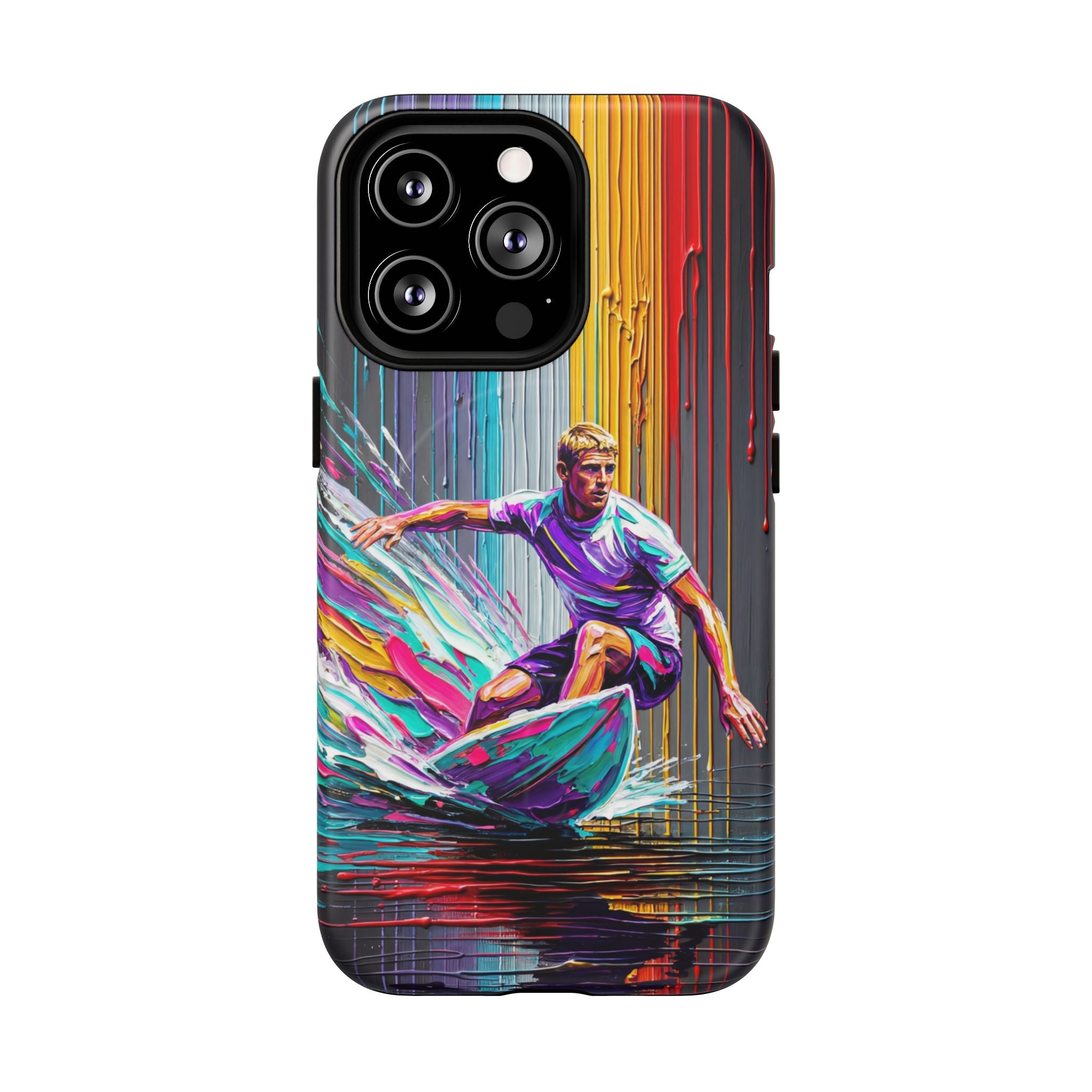 Surfing Art MagSafe iPhone Case | Colourful Wave Surfer Protective Cover