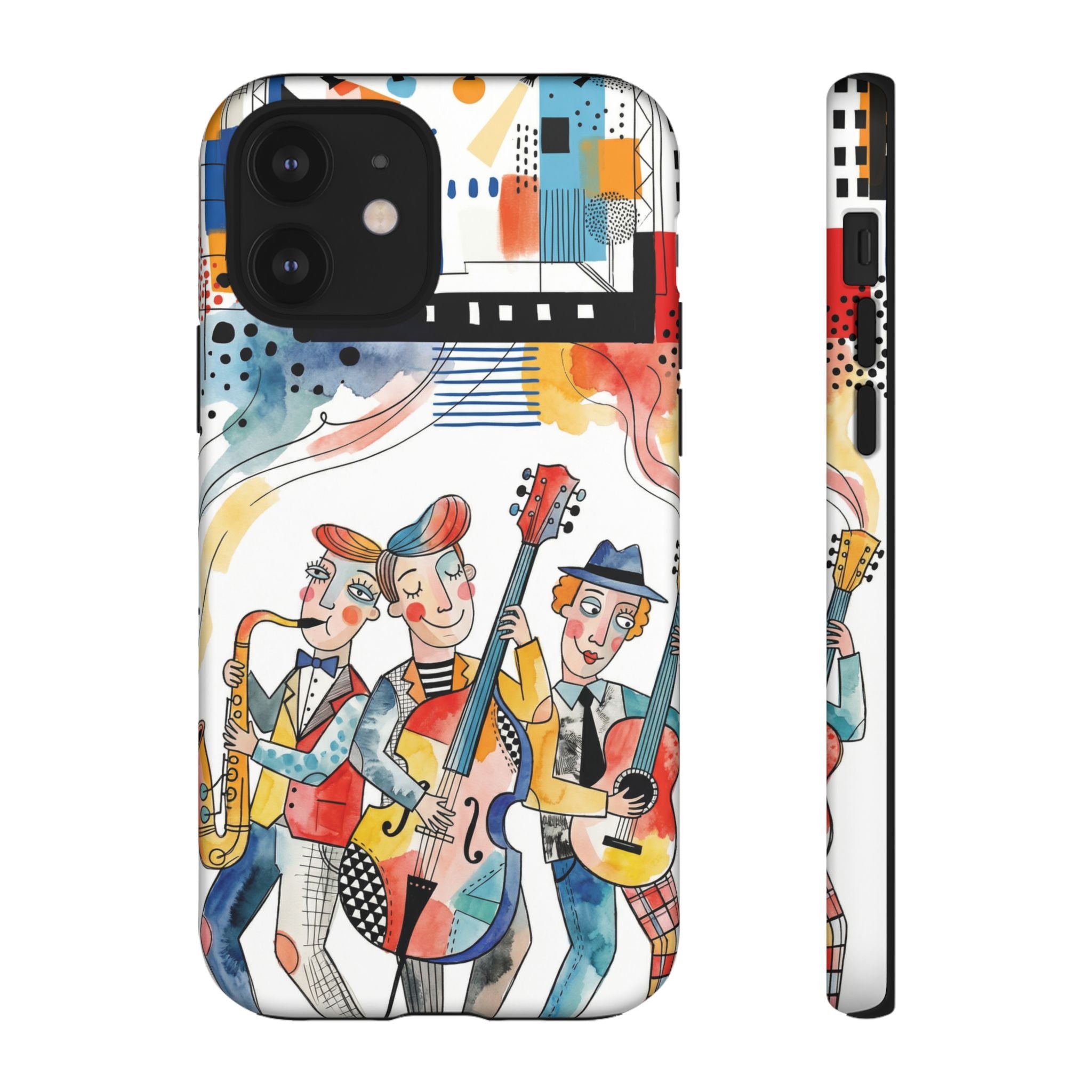 Musical Trio Illustrated iPhone Case | Colorful Jazz Band Art Phone Cover