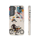 Custodia per telefono Samsung Galaxy "Vintage Grandpa Rider Motorcycle" | Paesaggio urbano illustrato
