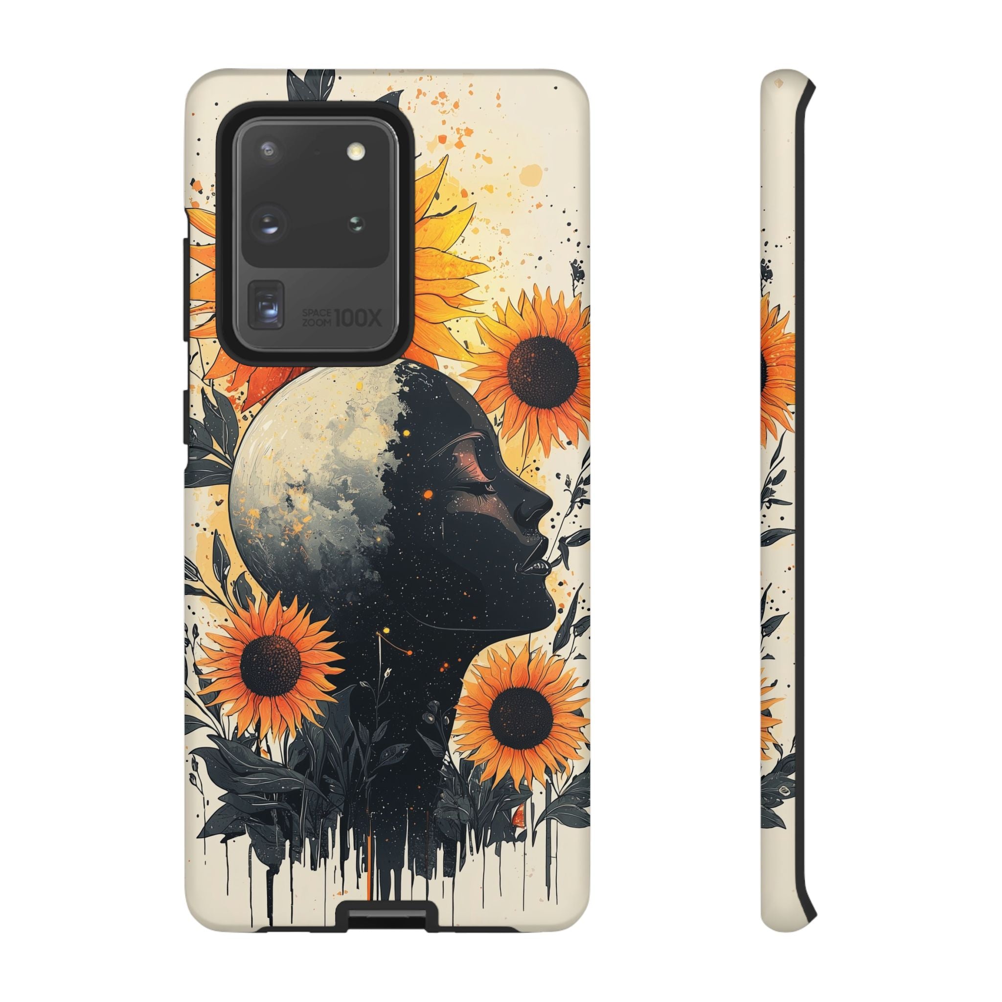 Sunflower Moon Art Samsung Galaxy Case | Floral Celestial