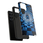 Blue Checkered Tunnel Samsung Galaxy Case — 3D Optical Illusion Tough Case