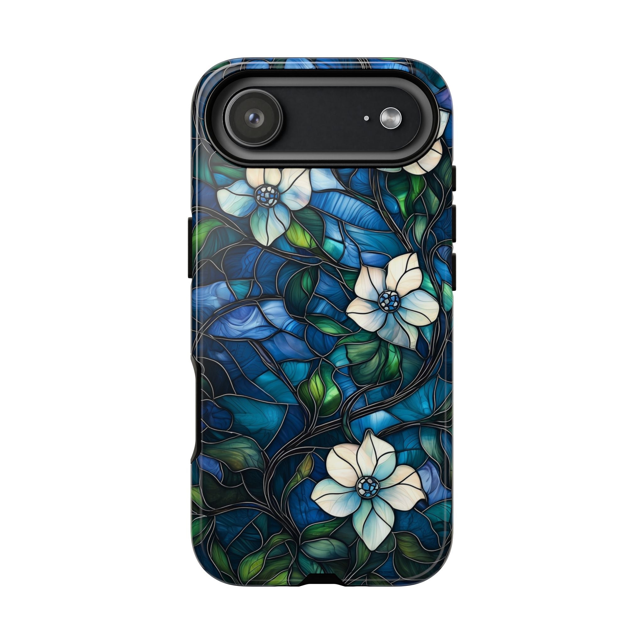 Floral Stained Glass iPhone Case – Blue Garden