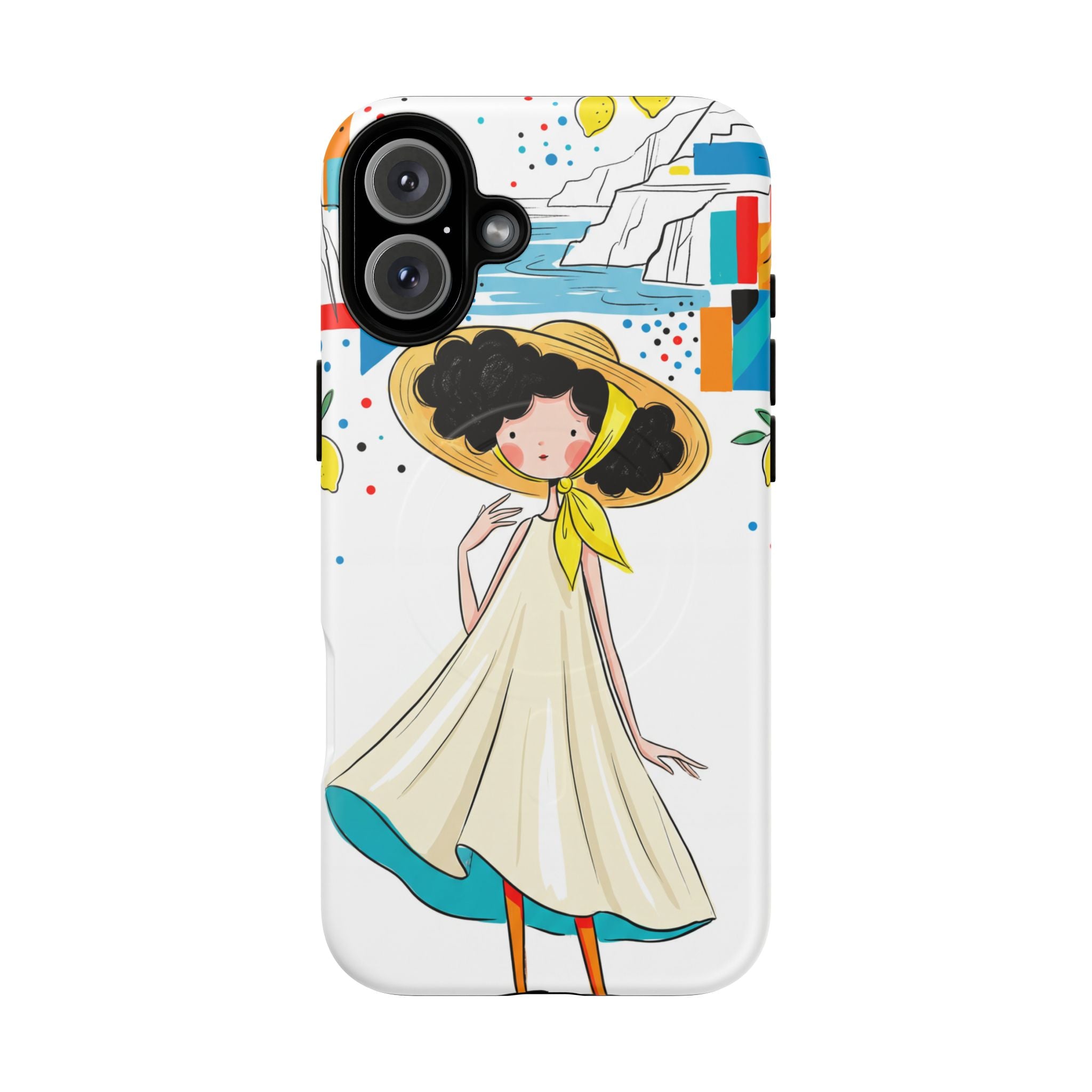Cute Summer Girl MagSafe iPhone Case | Whimsical Coastal Illustration Protective Case