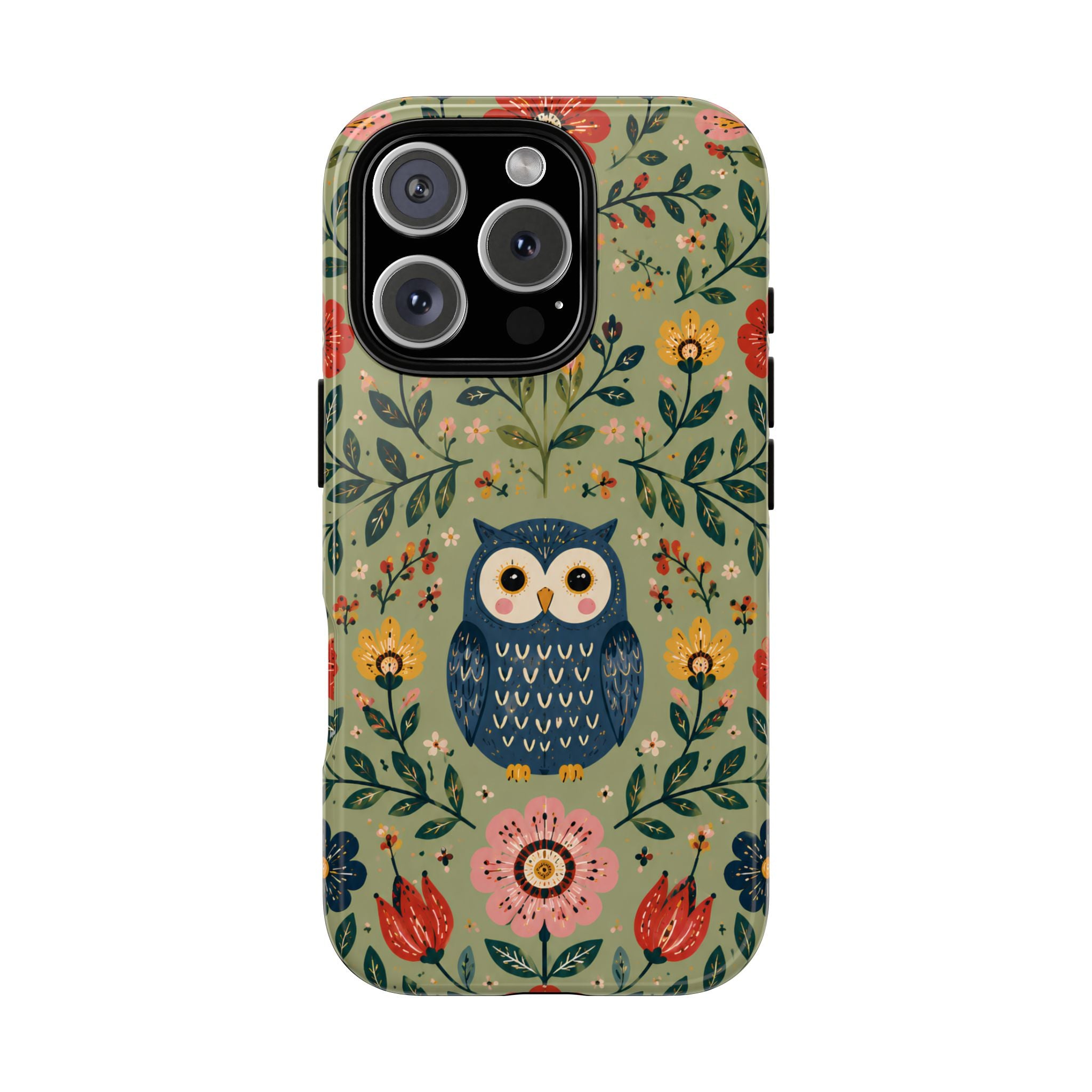 Floral Owl Tough iPhone Case | Cute Botanical Protective Cover