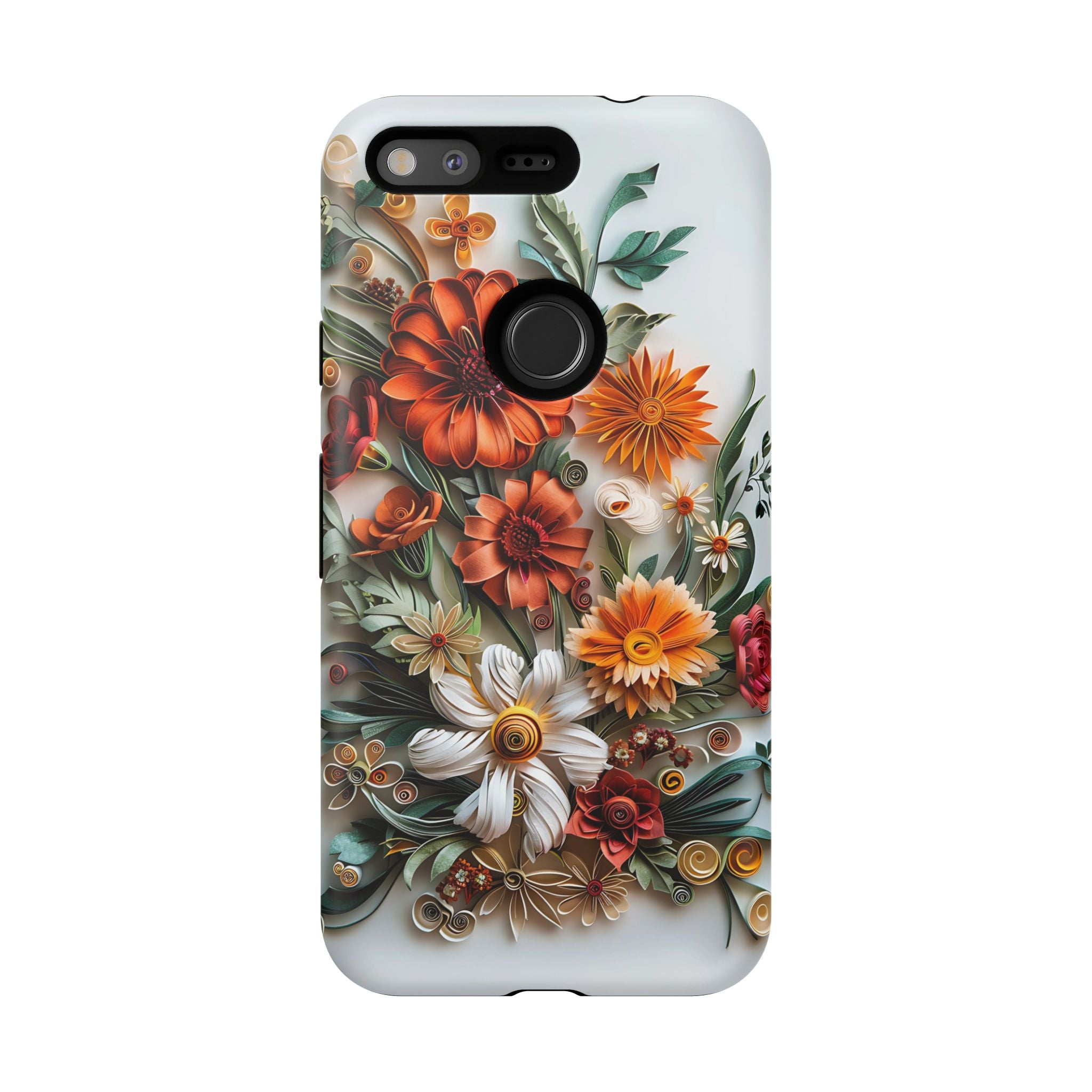 Floral Quilling Tough Google Pixel Case — Orange Daisy