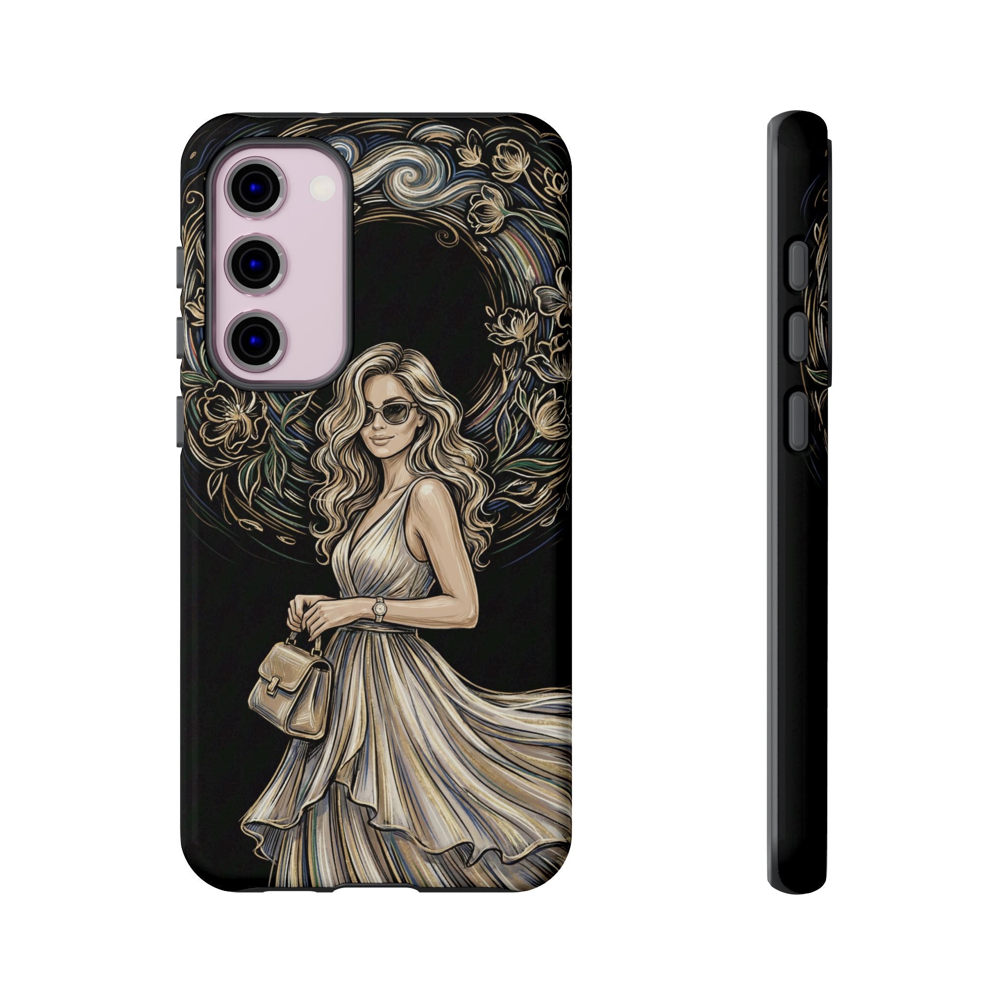 Stylish Woman Floral Wreath Tough Samsung Galaxy Phone Case