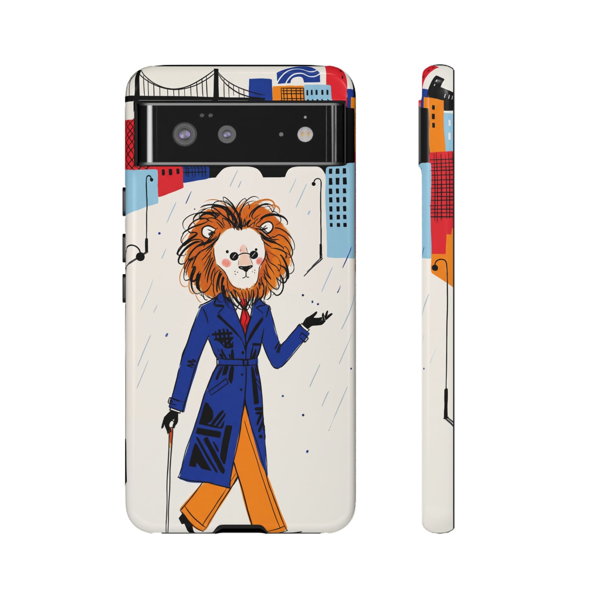 Lion Gentleman Google Pixel Phone Case | Dapper Lion in City Rain