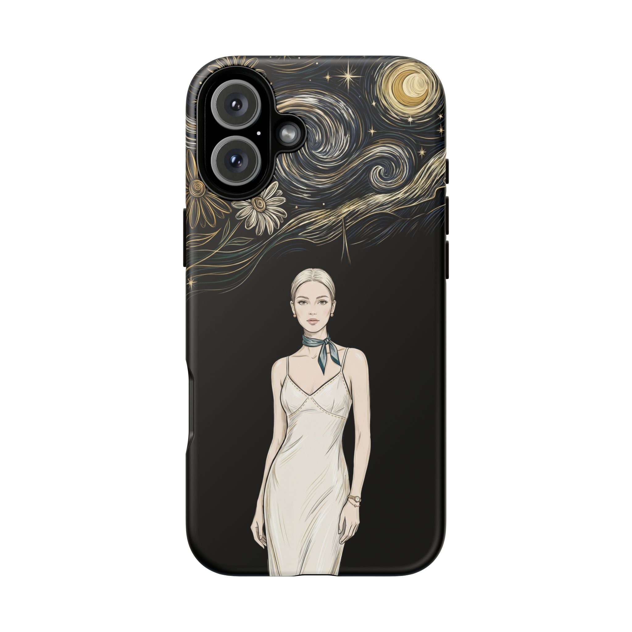 Starry Night Fashion iPhone Case | Elegant Woman Illustration