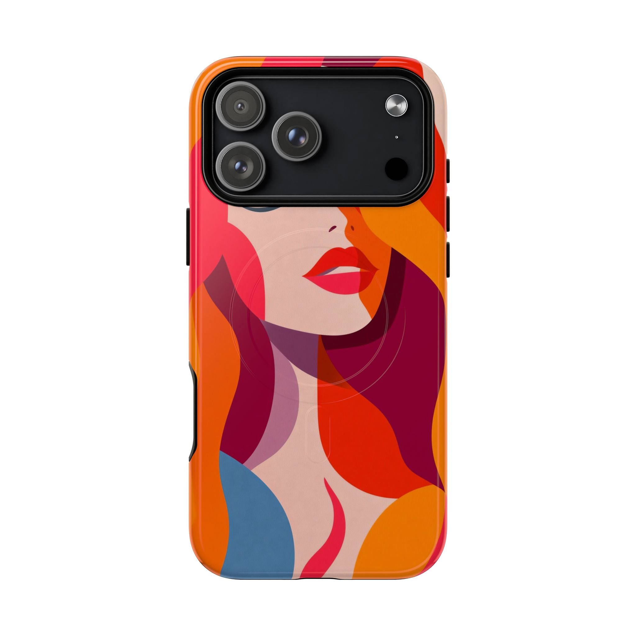 Custodia MagSafe per iPhone con donna pop art retrò | Ritratto astratto colorato e audace