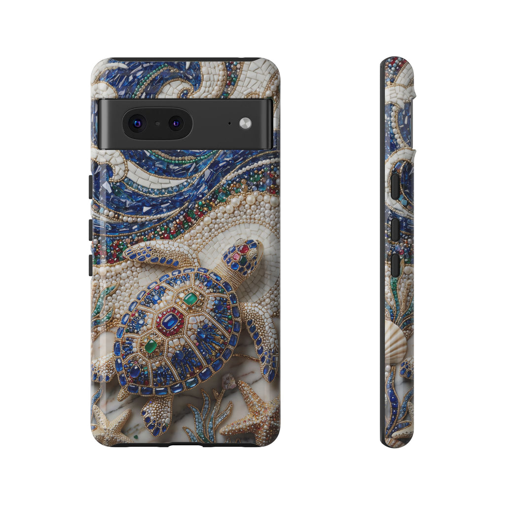 Sea Turtle Mosaic Google Pixel Phone Case – Decorative Ocean Art Protective Case