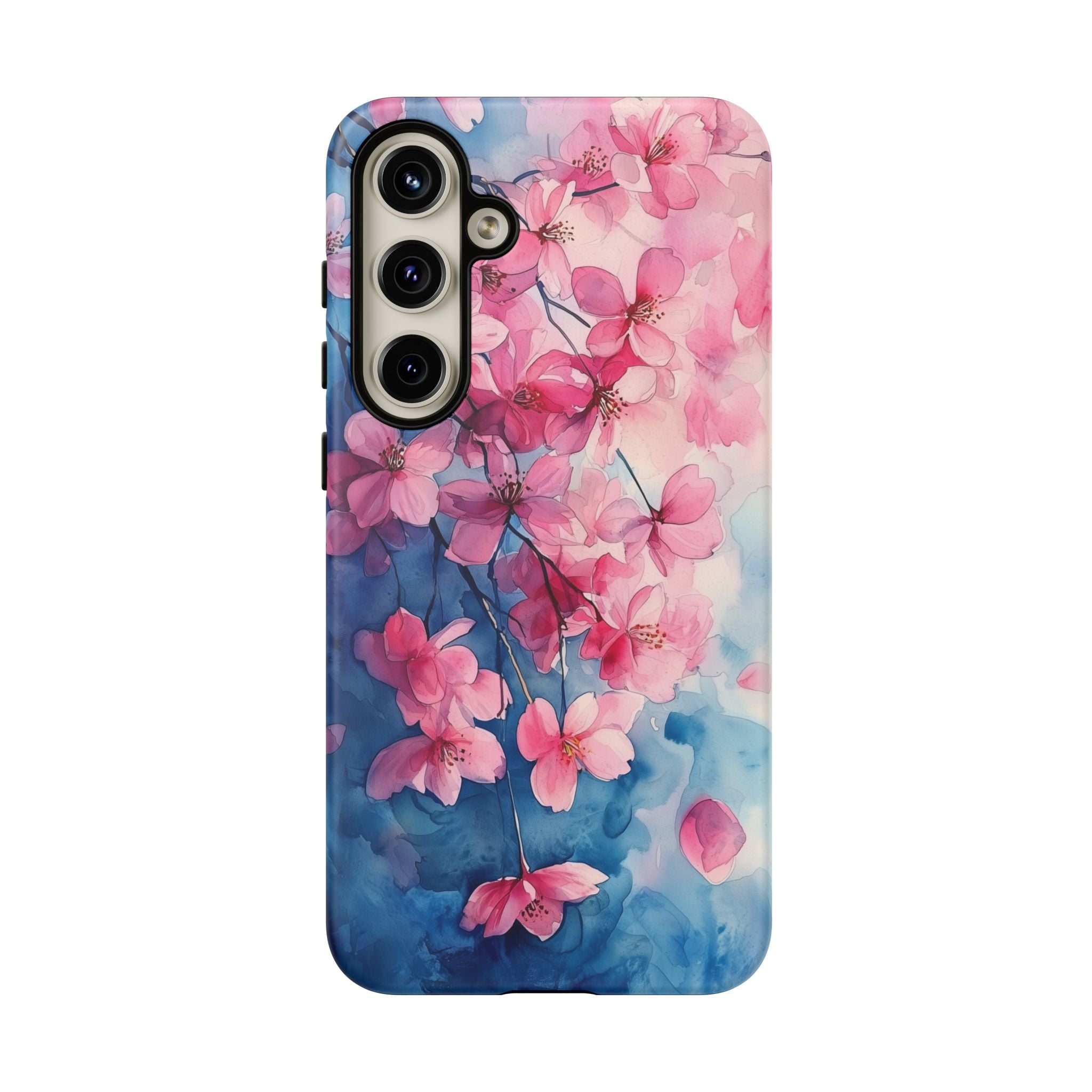 Floral Cherry Blossom Samsung Galaxy Case | Pink Blue Watercolour