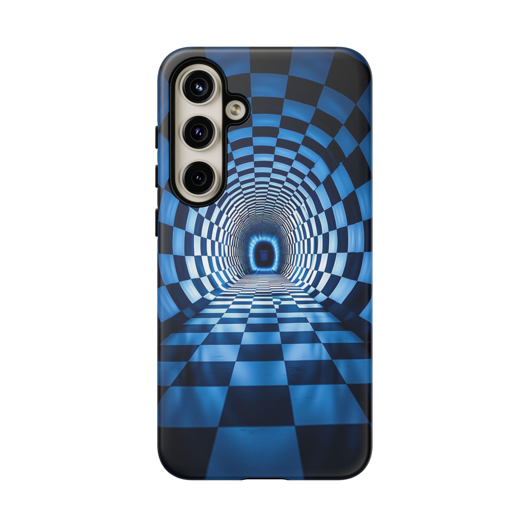 Blue Checkered Tunnel Samsung Galaxy Case — 3D Optical Illusion Tough Case