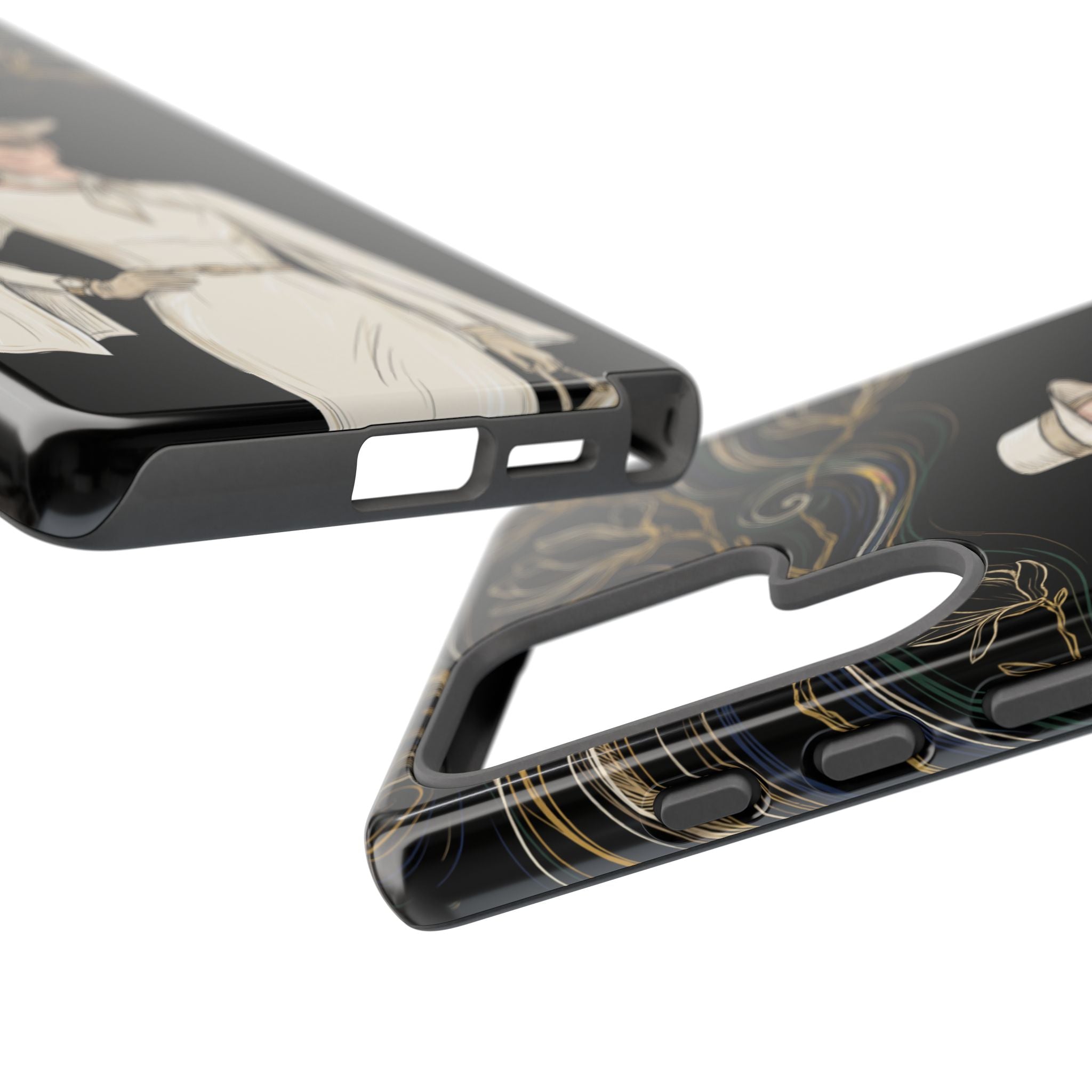 Samsung Galaxy Phone Case | Elegant Vintage Lady with Gold Floral Swirls