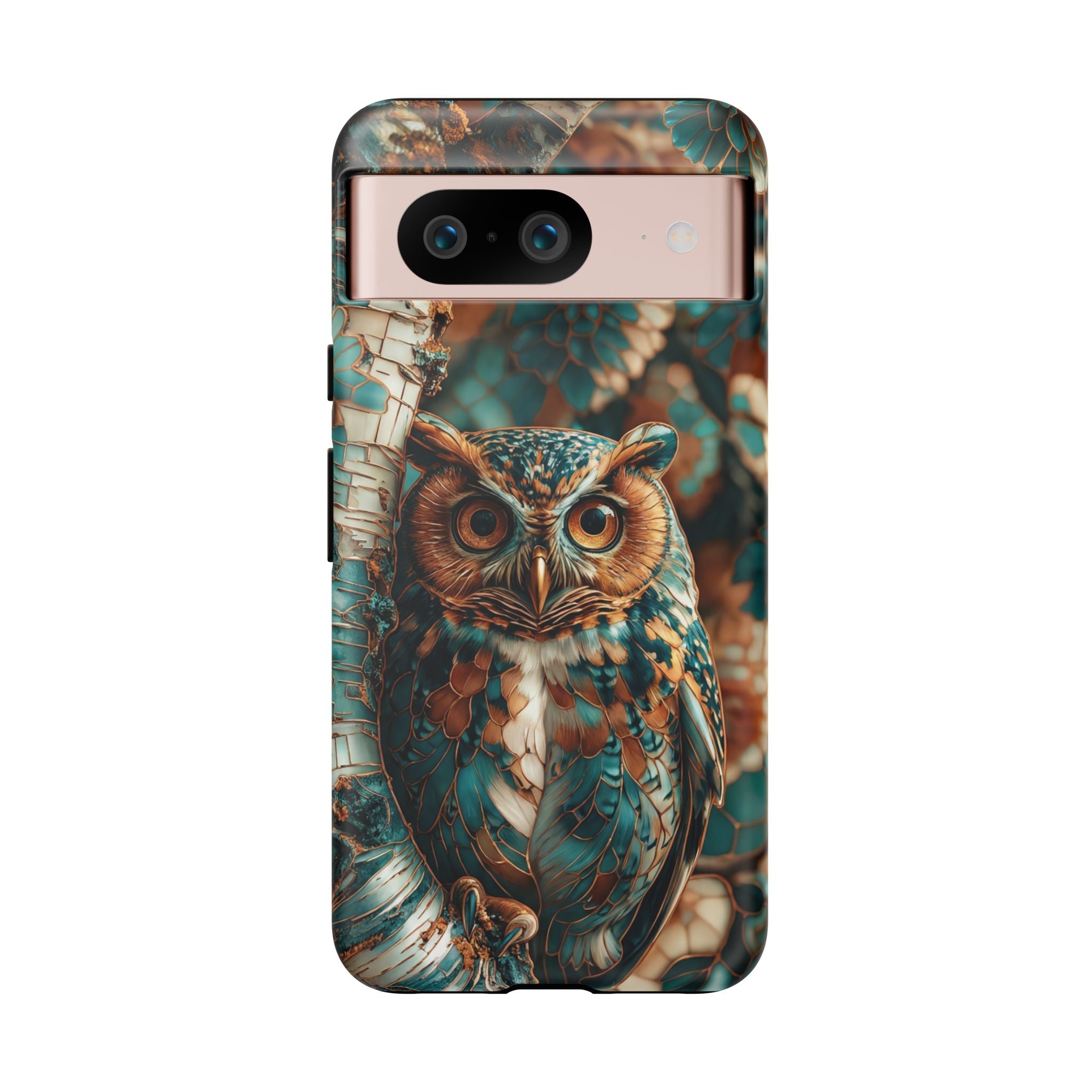 Owl Forest Tough Google Pixel Case | Teal & Brown Rustic Wildlife Protective Cover