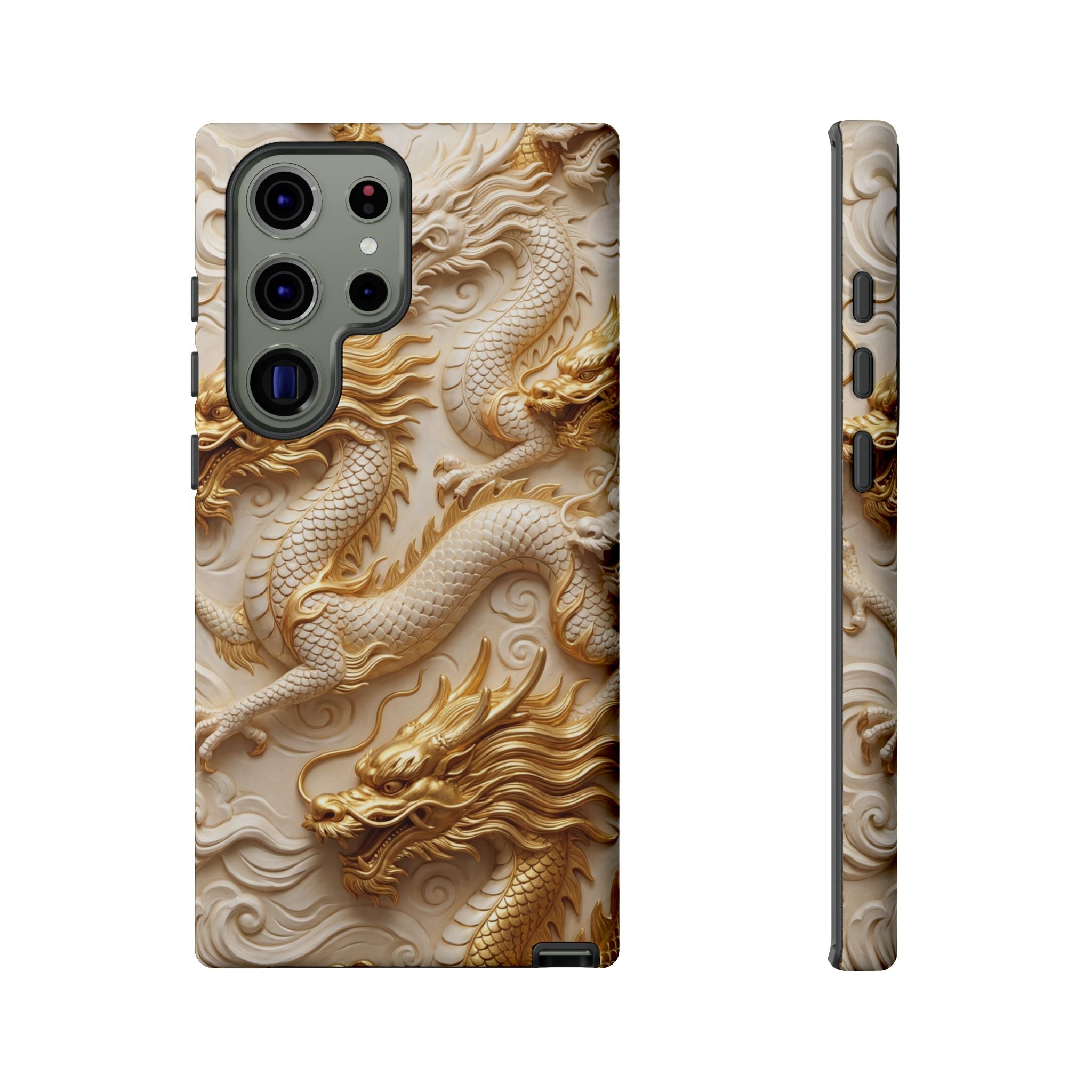 Dragon Relief Samsung Galaxy Case — Gold Carved Dragon Protective Cover