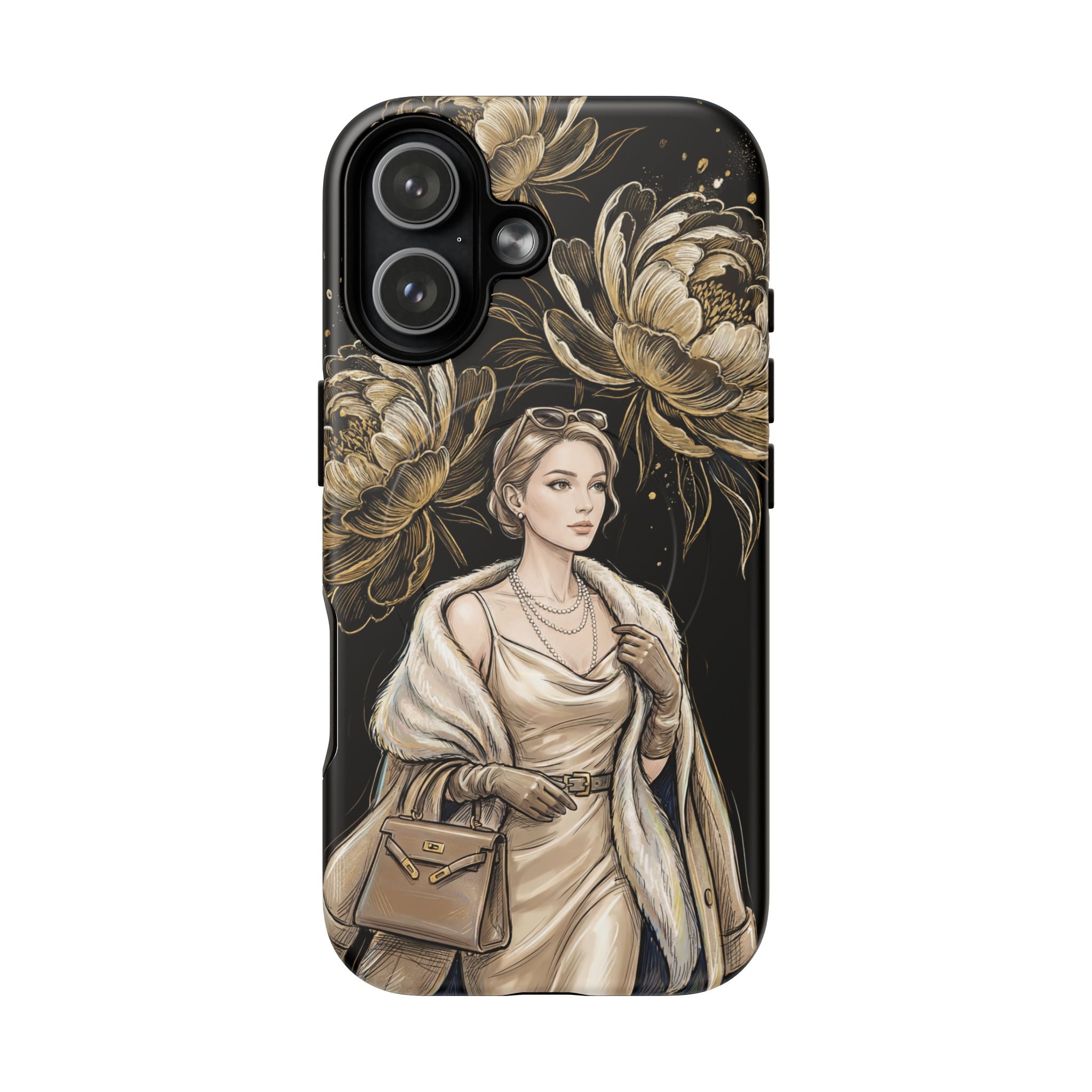 Elegant Vintage Lady Floral MagSafe iPhone Case | Chic Protective Cover for Women