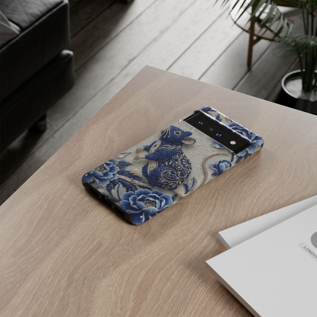 Asian Zodiac Rat Google Pixel Phone Case | Blue & White Porcelain Art Slim Protective iPhone Case | Year of the Rat Gift