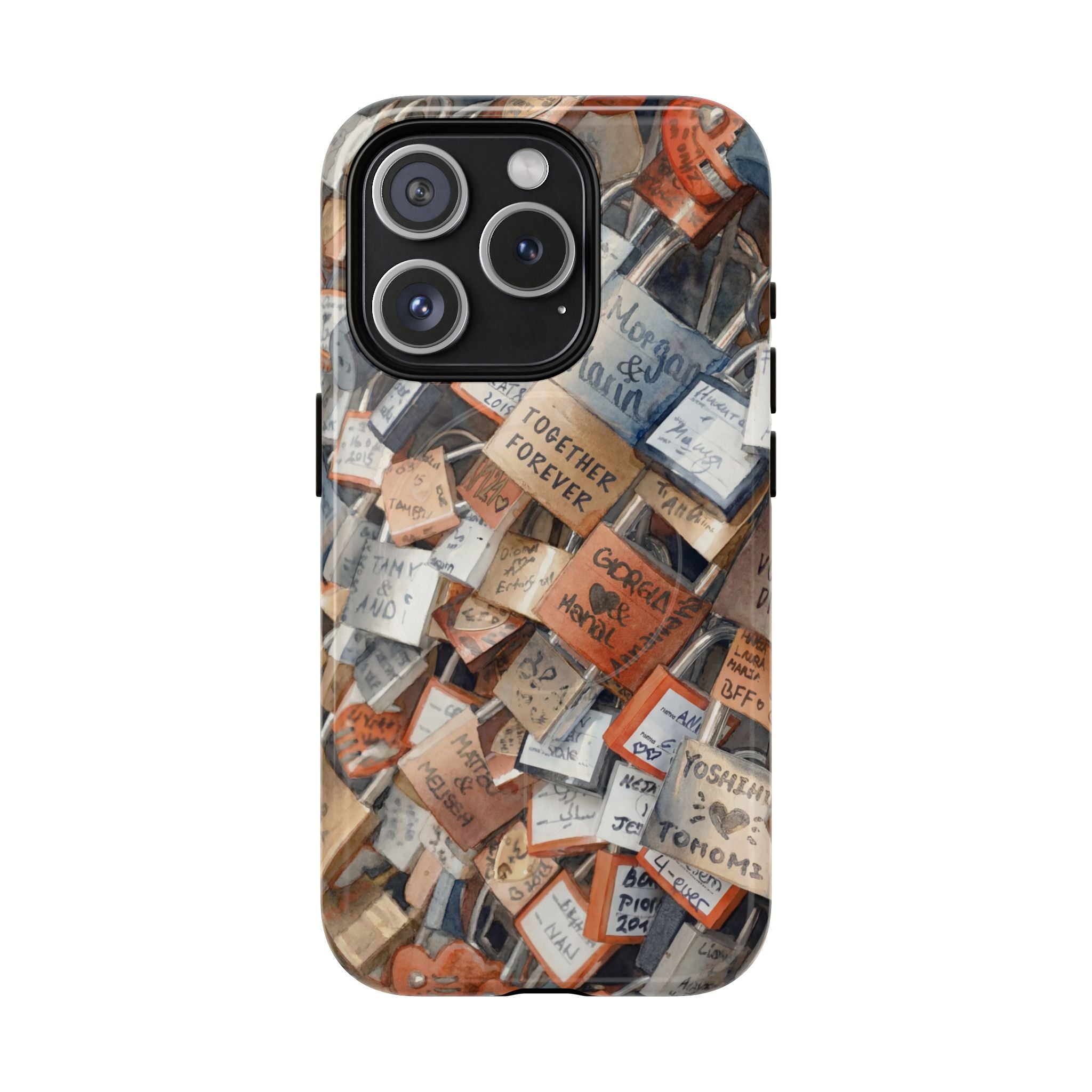 Custodia per iPhone MagSafe resistente con motivo collage di lucchetti dei desideri