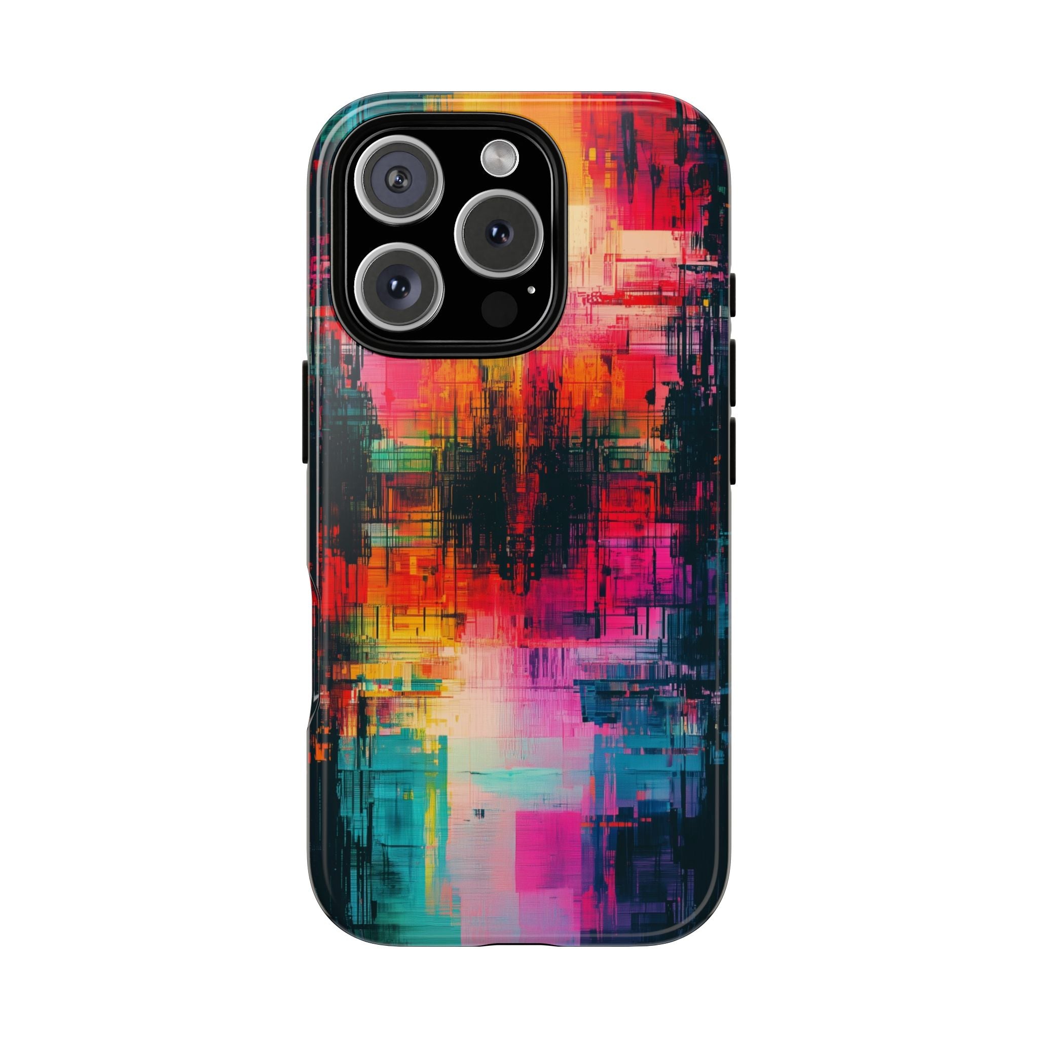 Abstract Neon Glitch Art Tough iPhone Case