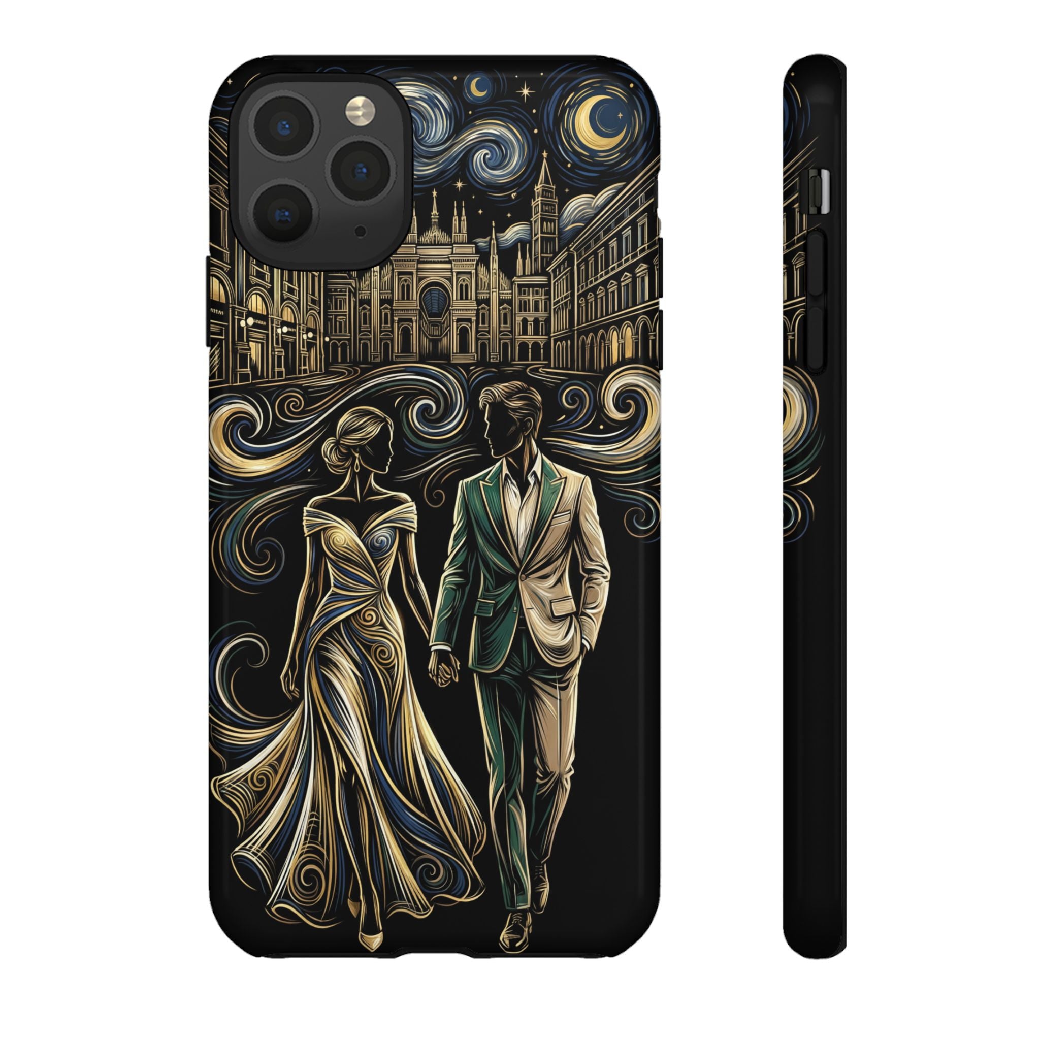 Romantic Night Walk iPhone Case | Elegant Couple Art