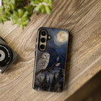 Owl Moon Samsung Galaxy Phone Case | Woodland Forest Night Art