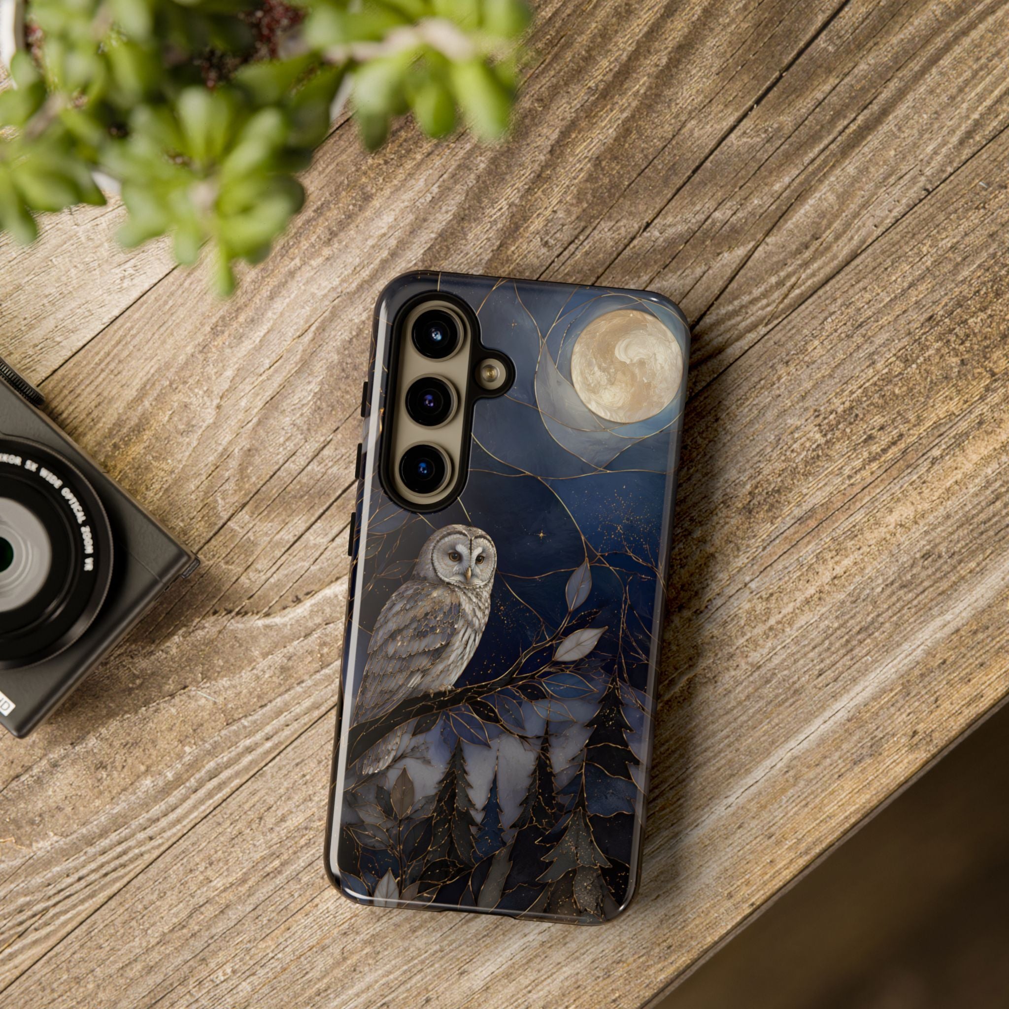 Owl Moon Samsung Galaxy Phone Case | Woodland Forest Night Art