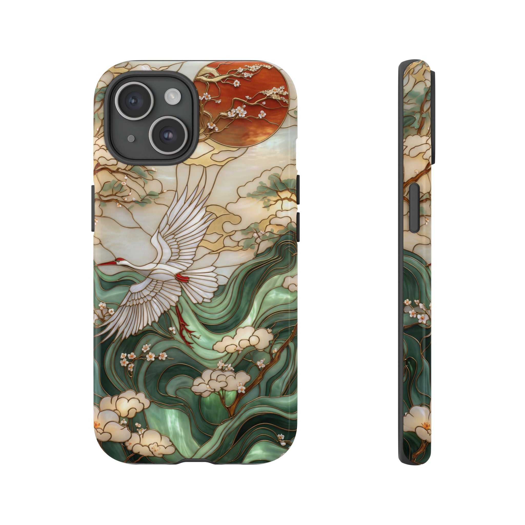 Cranes & Waves Protective iPhone Case | Japanese-Inspired Art Phone Cover