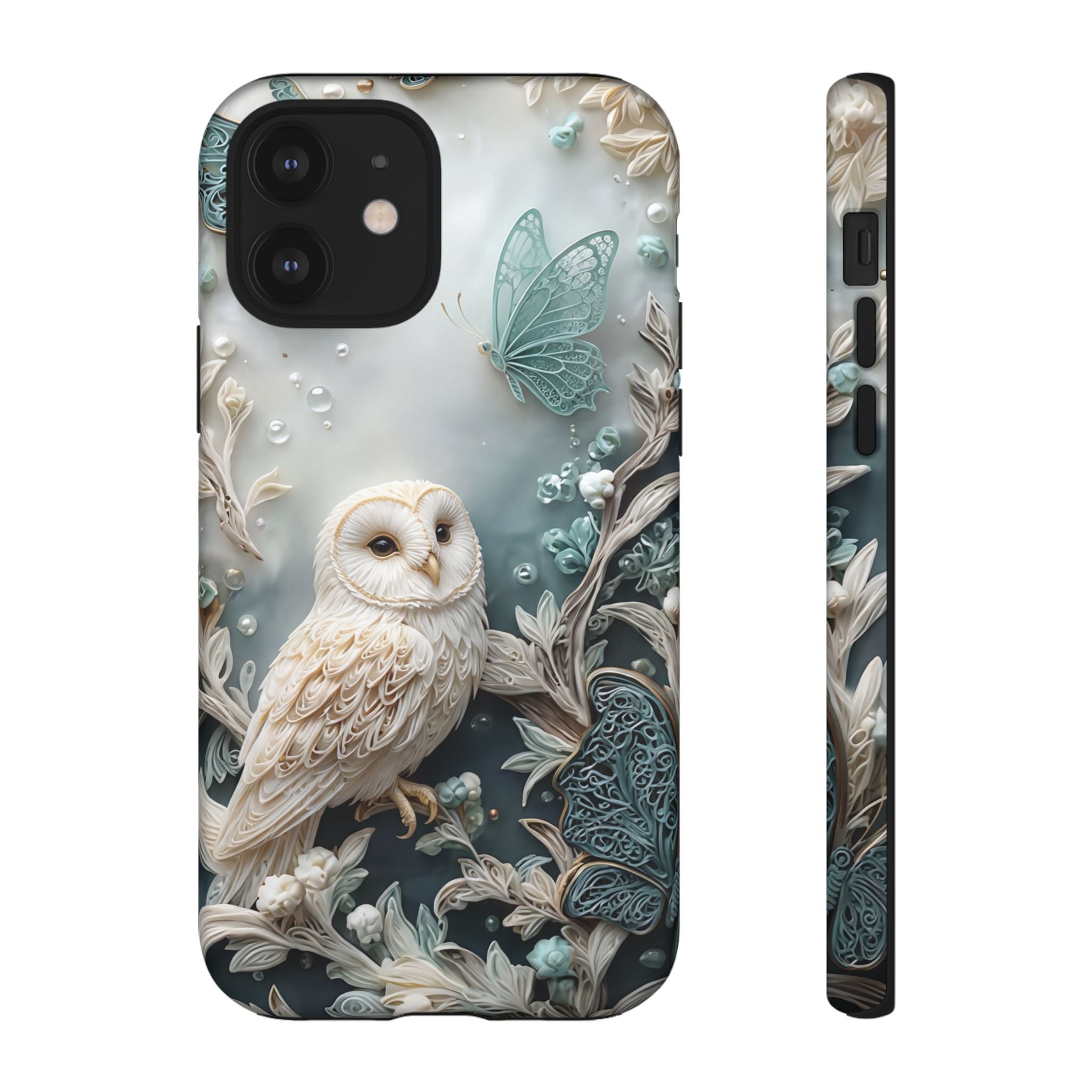 Barn Owl & Butterflies Tough iPhone Case