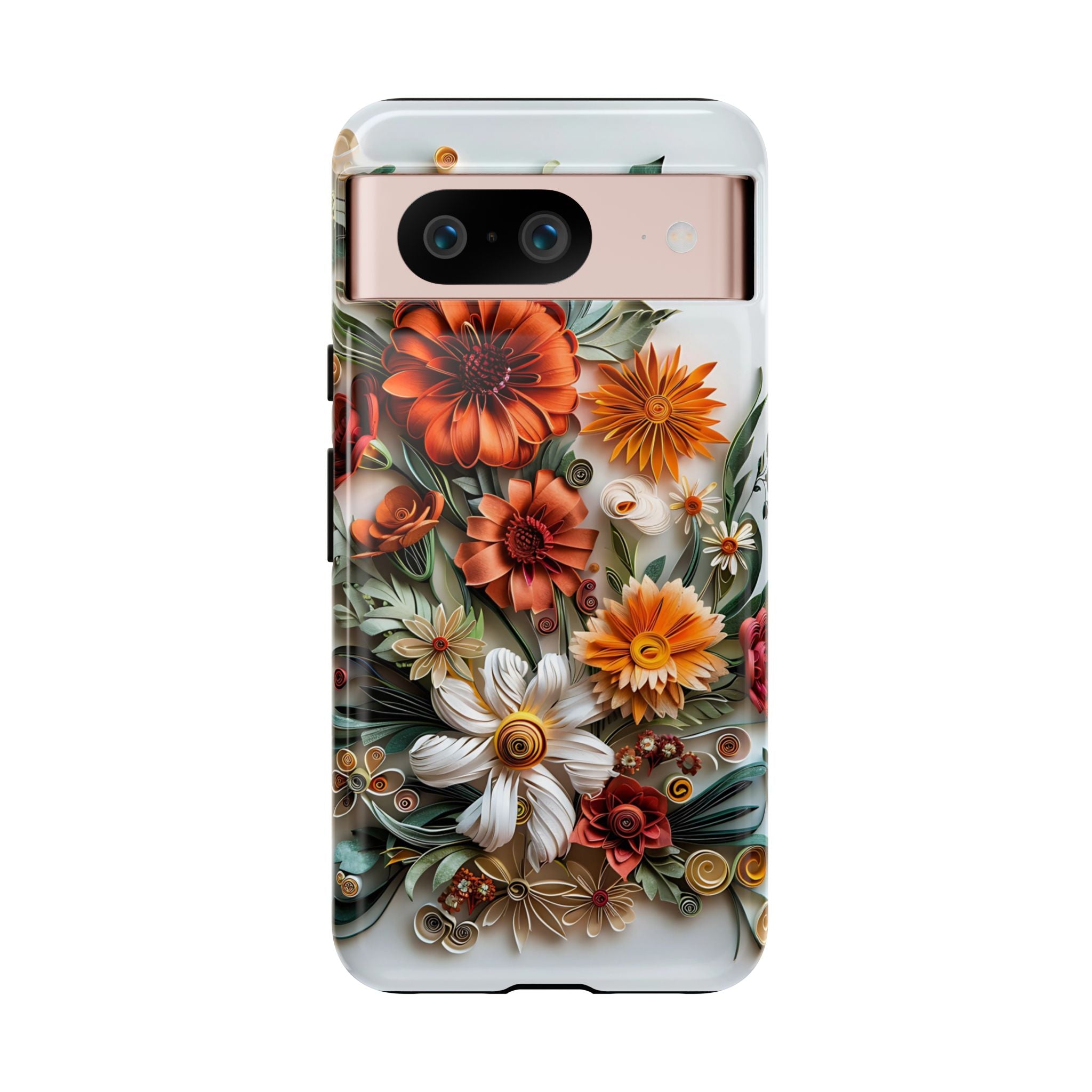Floral Quilling Tough Google Pixel Case — Orange Daisy