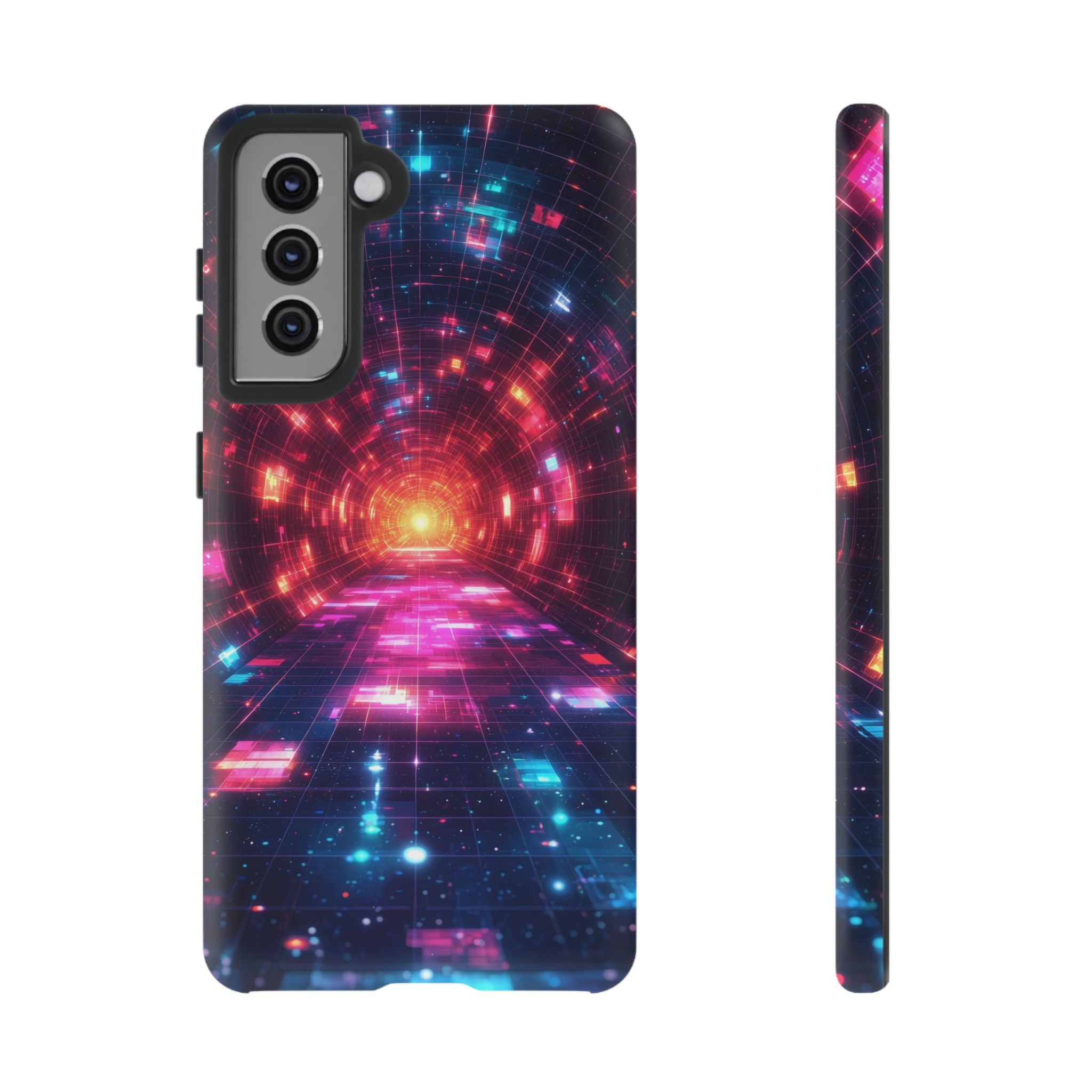Neon Tunnel Tough Samsung Galaxy Case — Retro Futuristic Galaxy Design