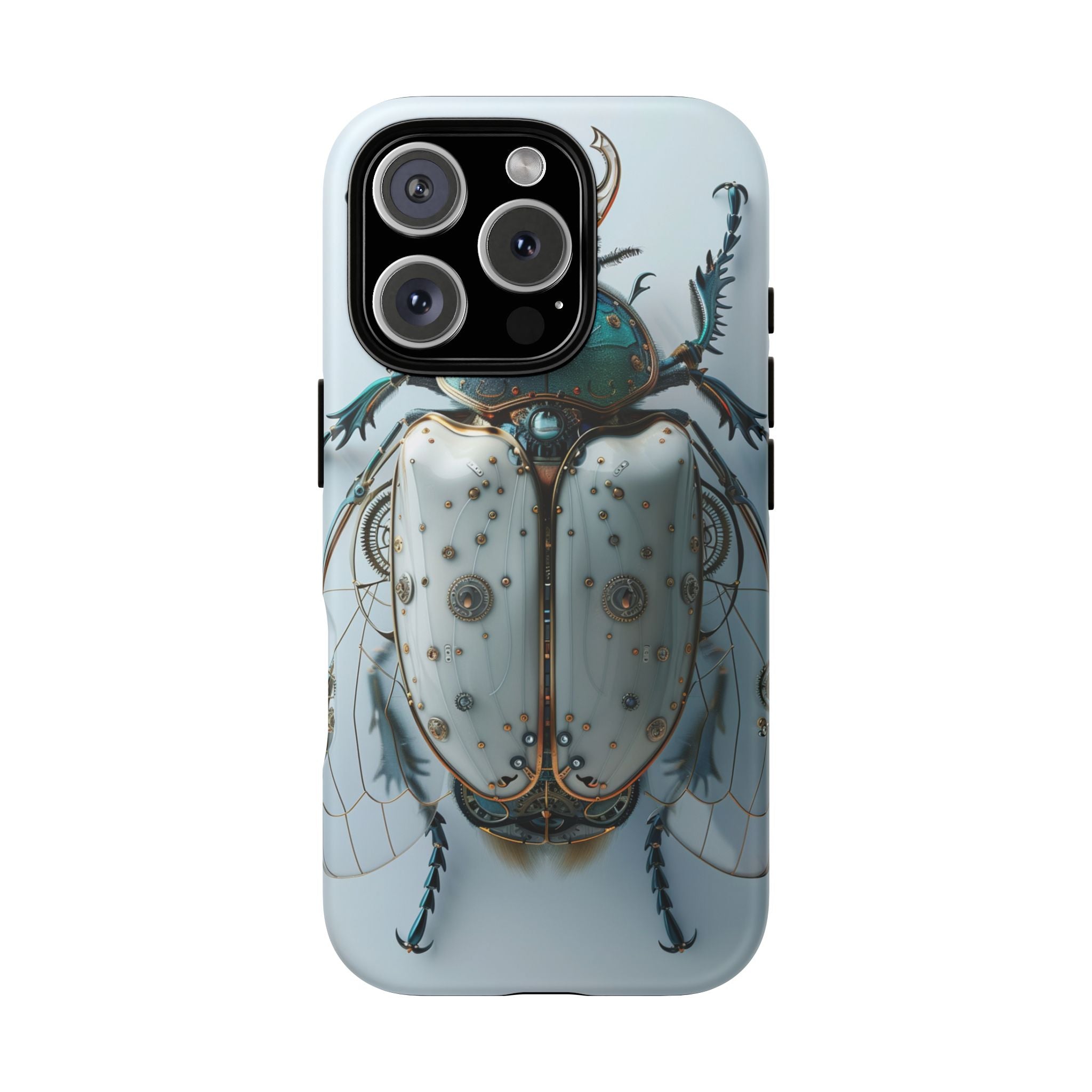 Steampunk White Beetle Protective Tough iPhone Case