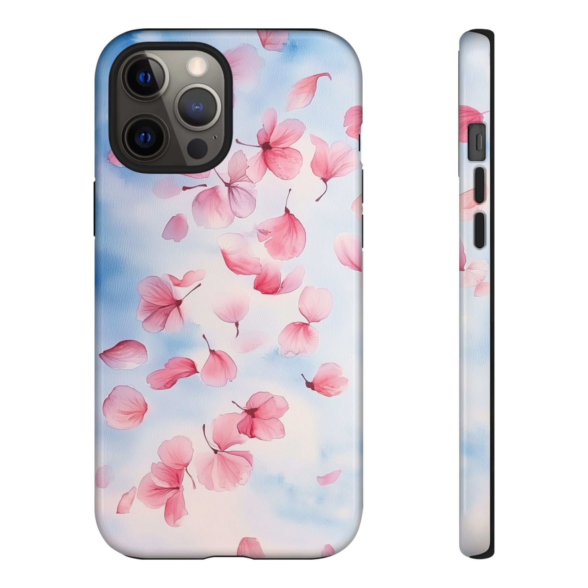 Floral Petal Tough iPhone Case | Pink Falling Blossoms
