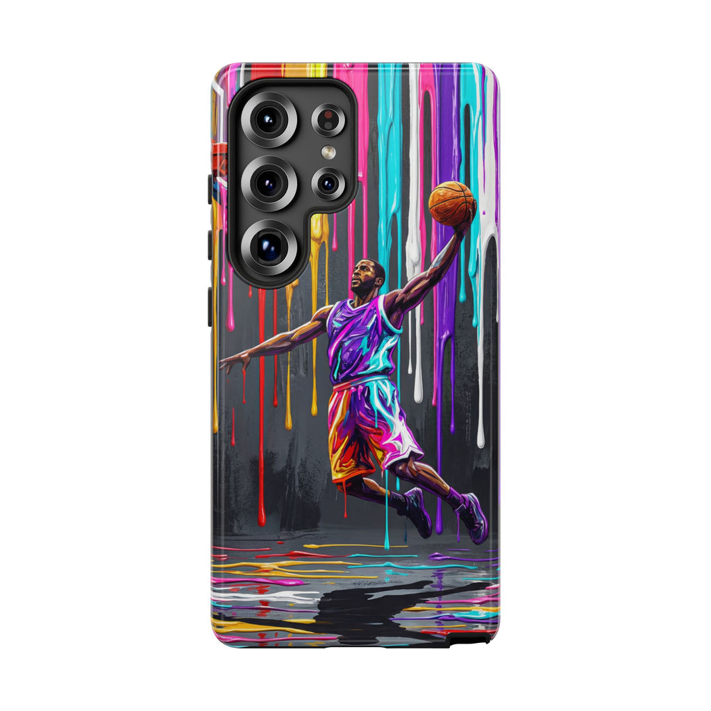 Color Splash Basketball Samsung Galaxy Phone Case | Vibrant Drip Dunk Design