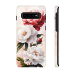 Custodia per Samsung Galaxy con motivo floreale Peony | Rosa bianca vintage
