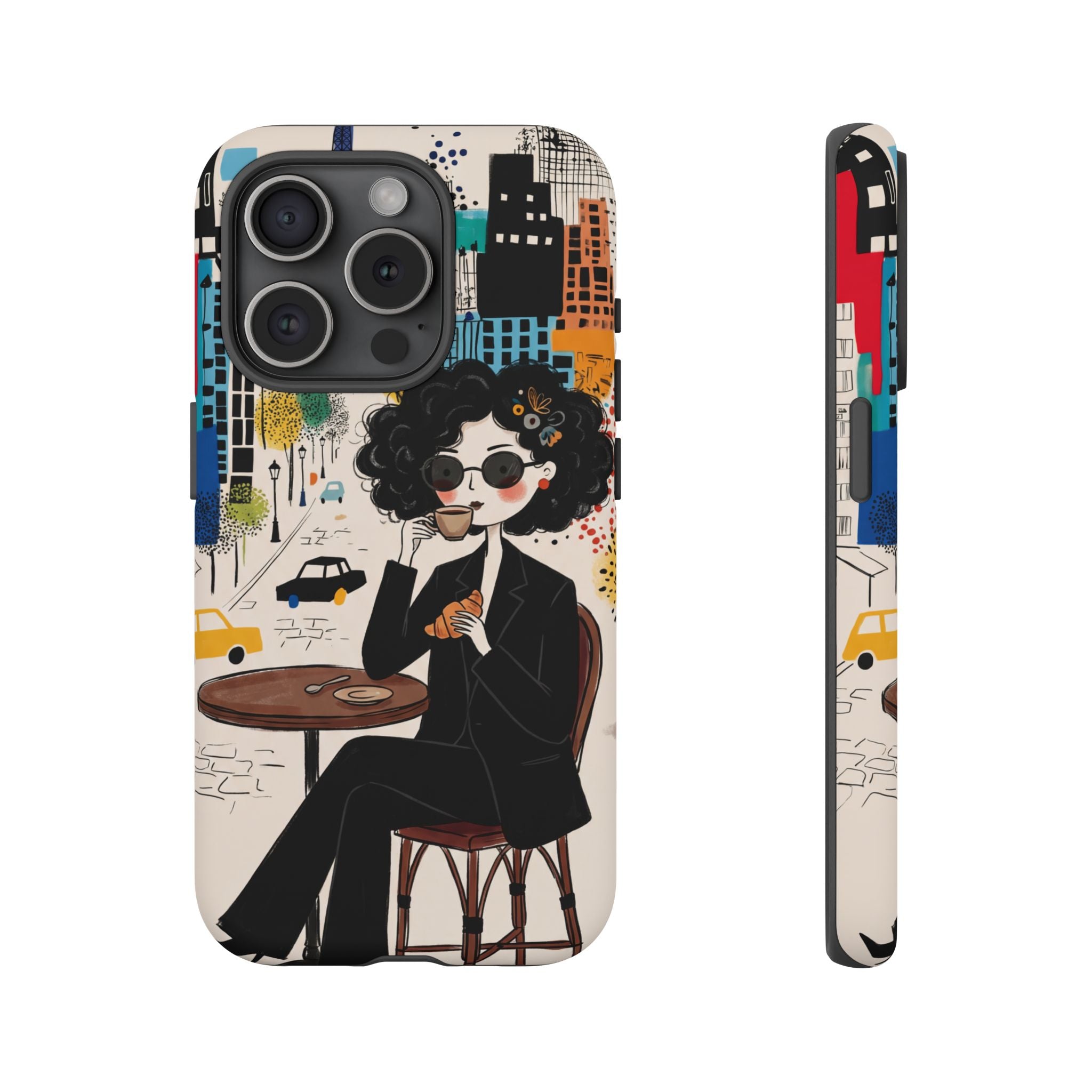Paris Cafe Chic iPhone Case | Stylish Woman Illustration iPhone Cover