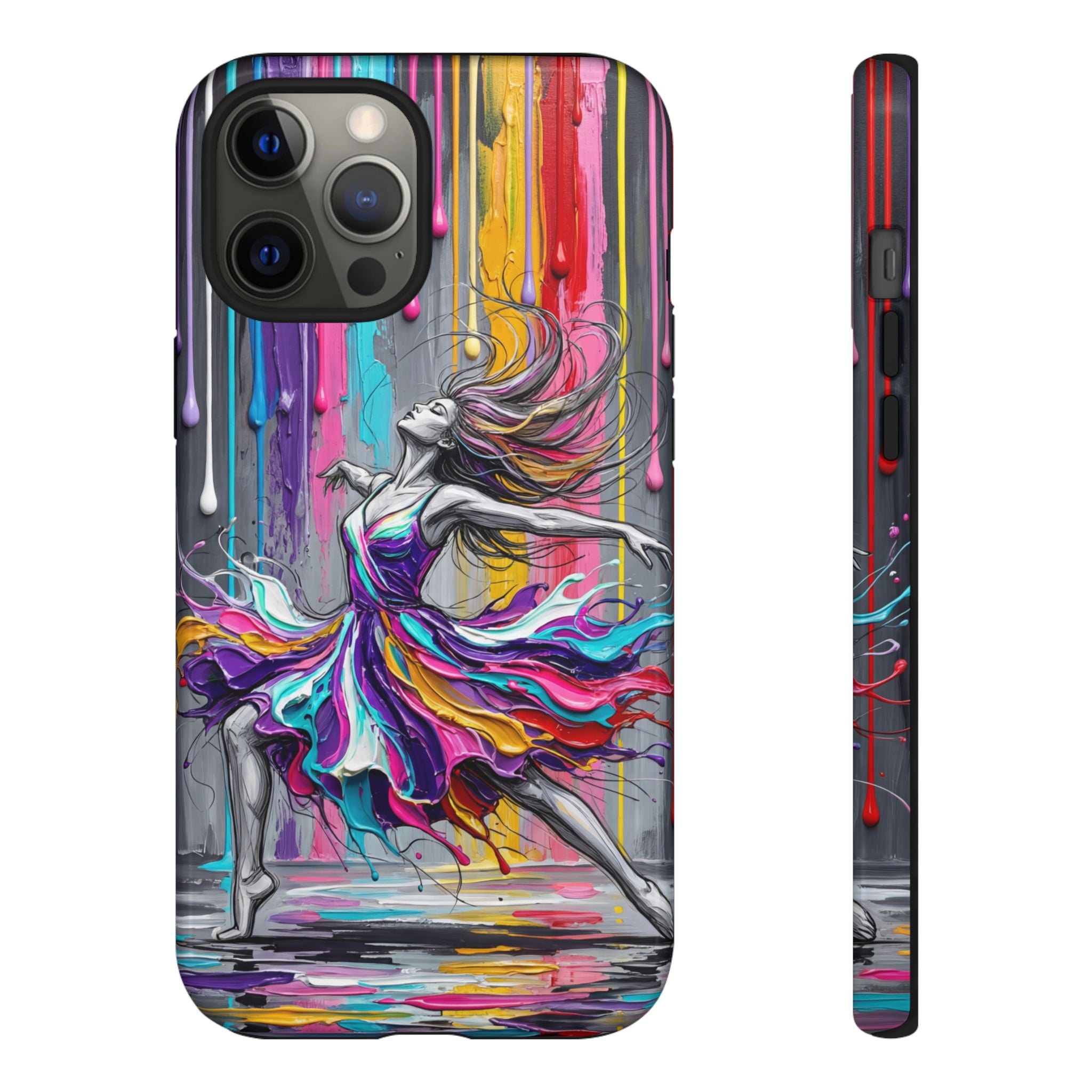 Colorful Dancer Tough iPhone Case | Vibrant Drip Art Protective Cover
