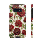 Custodia resistente per Samsung Galaxy con motivo floreale vintage a rosa rossa
