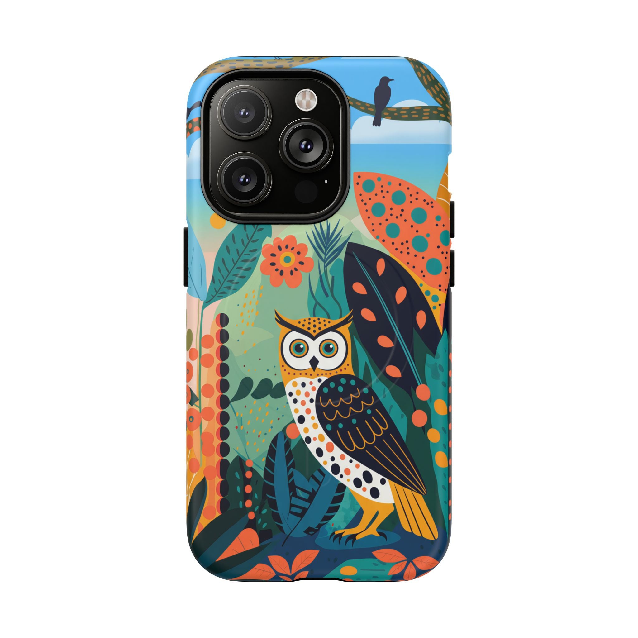 Botanical Forest Colourful Owl MagSafe iPhone Case