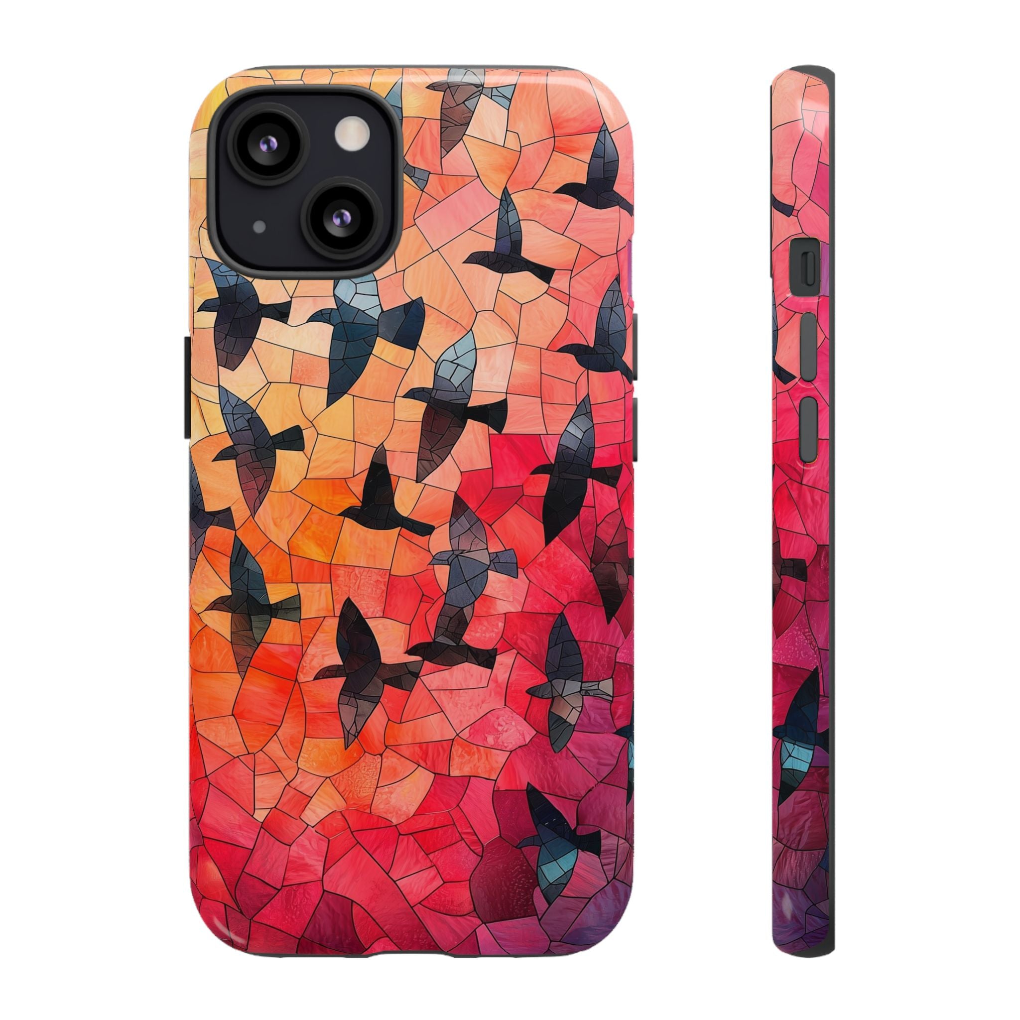 Stained Glass Mosaic Sunset Birds iPhone Case
