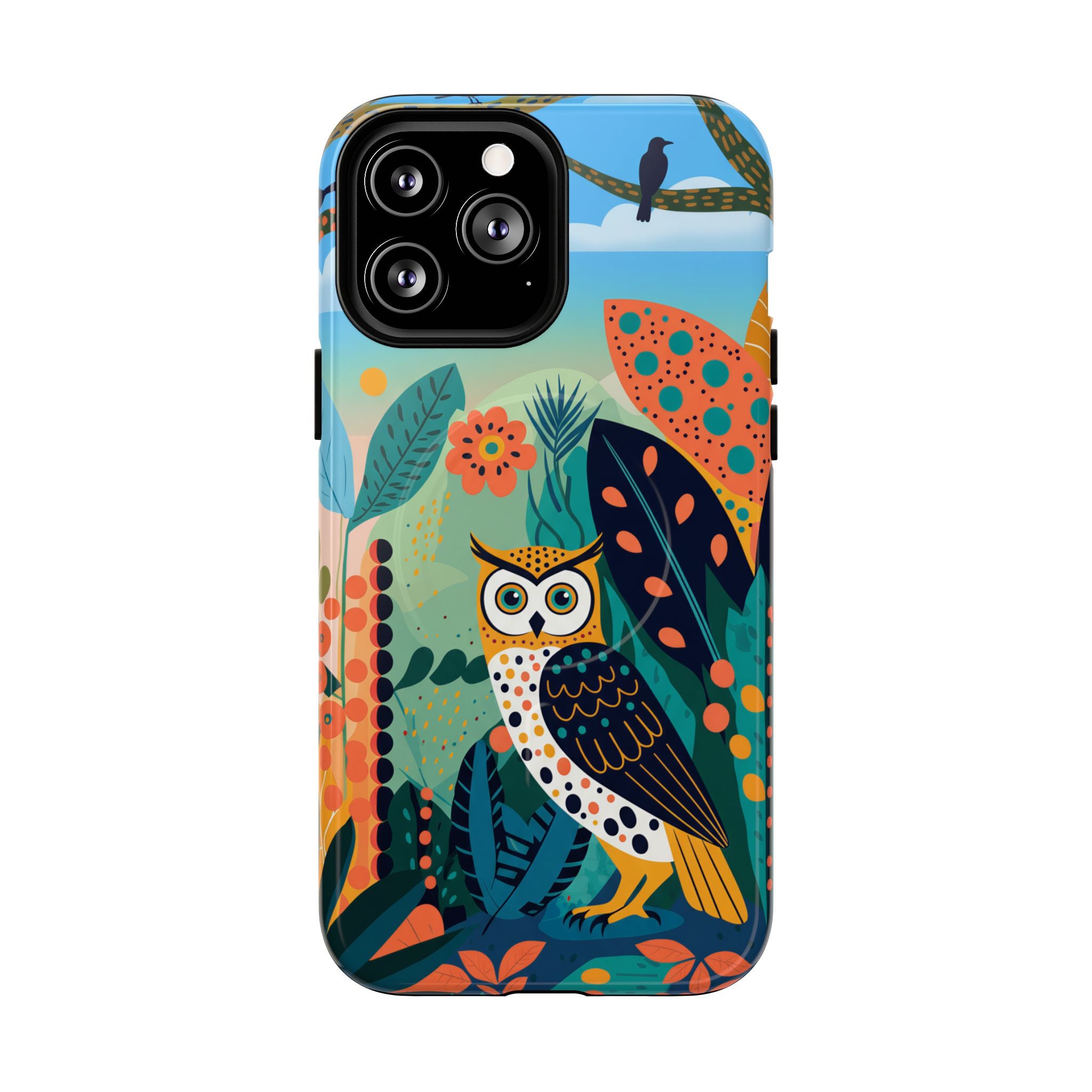 Botanical Forest Colourful Owl MagSafe iPhone Case