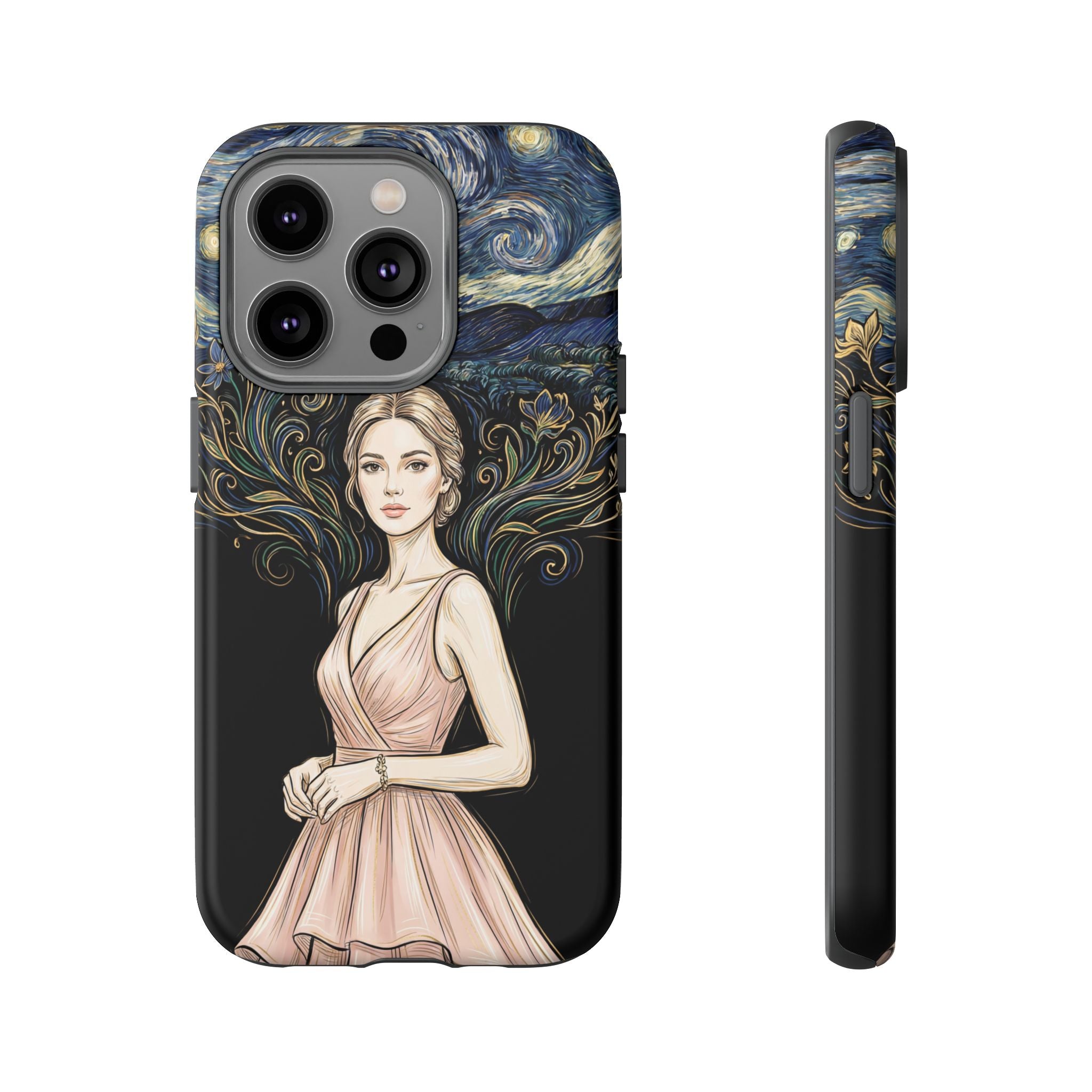 Art Nouveau Starry Night iPhone Case | Elegant Woman Illustration Tough Case