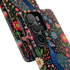 Peacock Floral Tough Samsung Galaxy Phone Case | Protective Phone Case with Colorful Garden Design