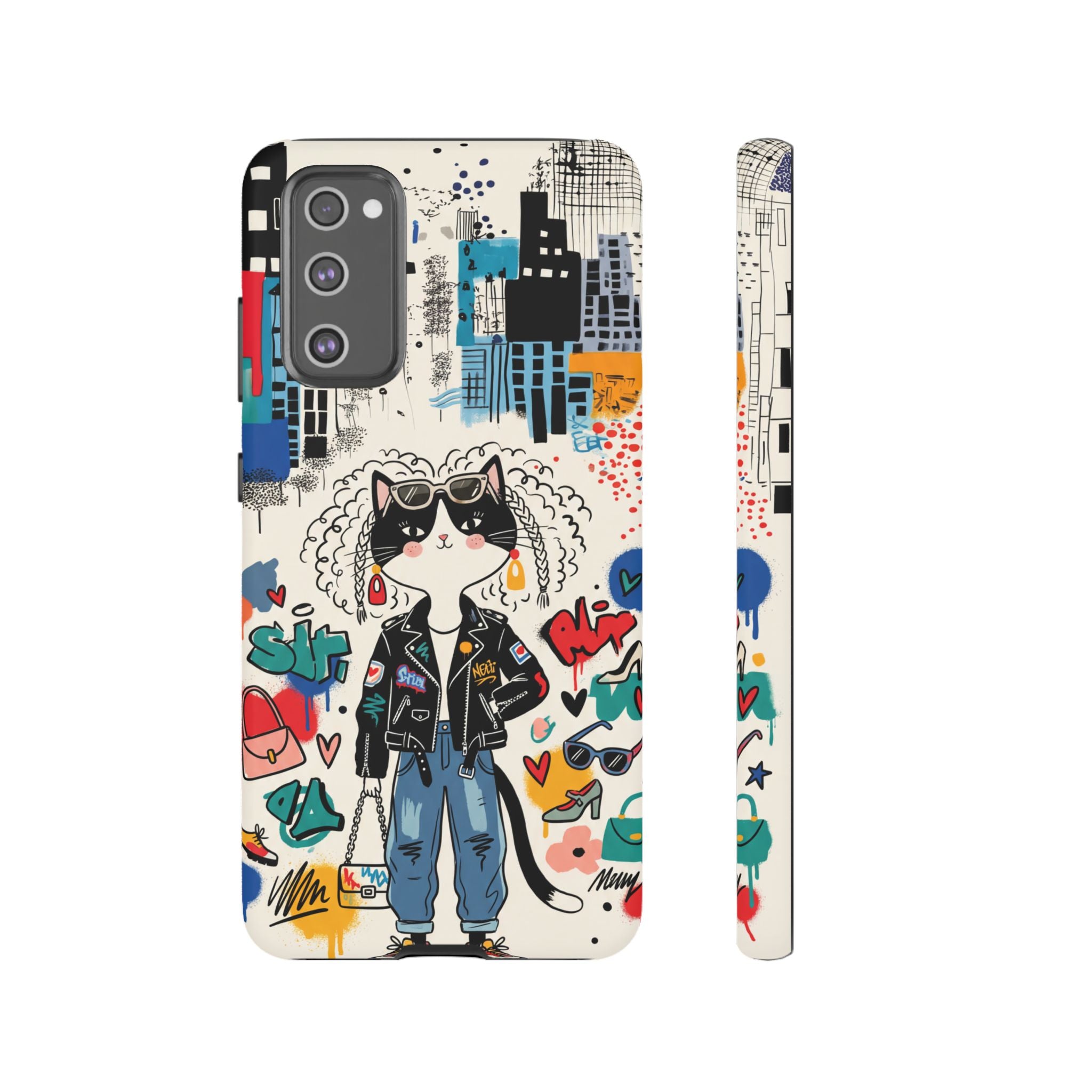 Punk City Cat Graffiti Design Samsung Galaxy Phone Case