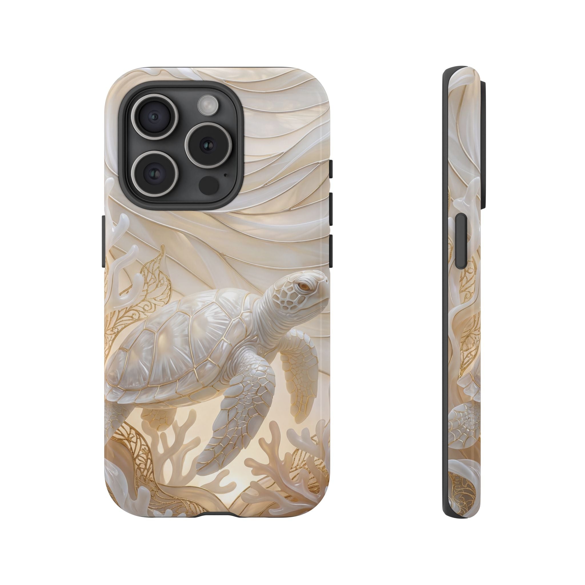 Sea Turtle Tough iPhone Case — Elegant Nautical Coral Design