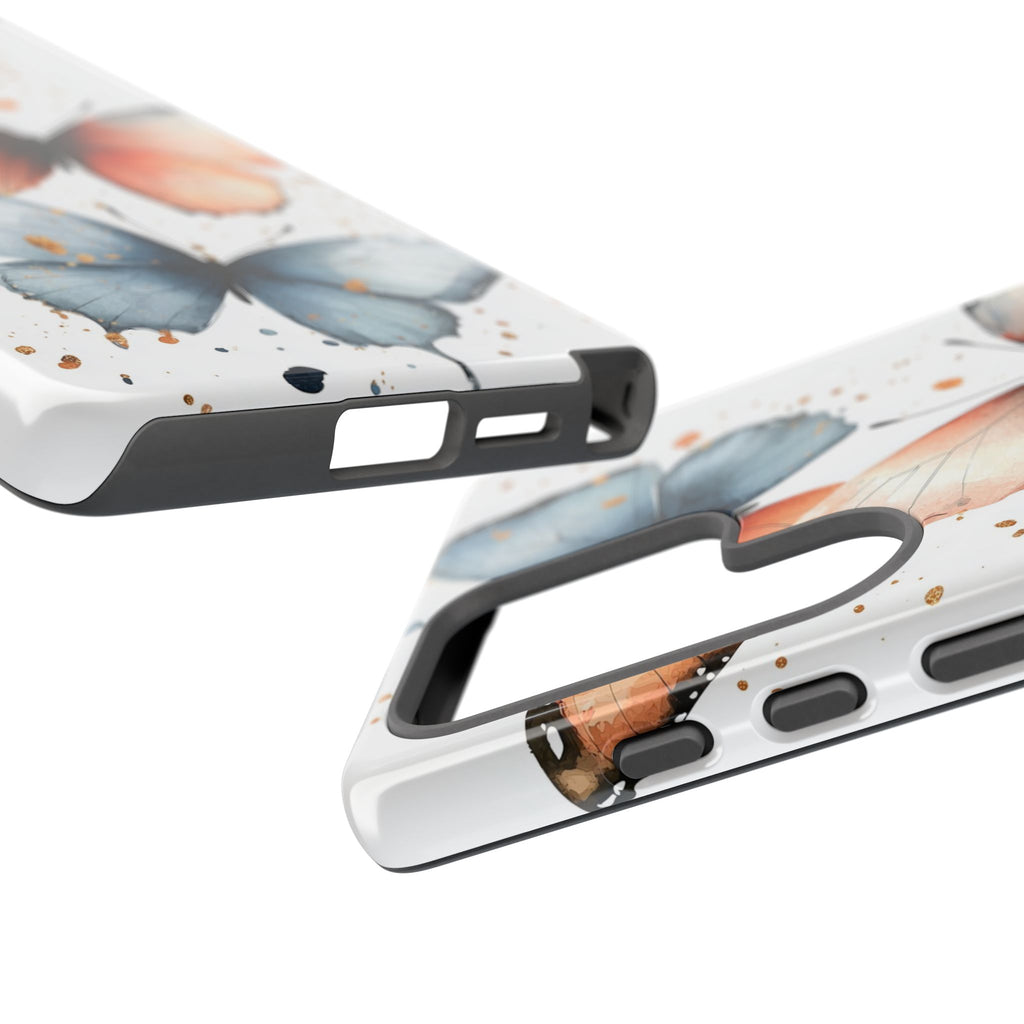 Watercolour Blue & Peach Butterfly Tough Samsung Galaxy Case