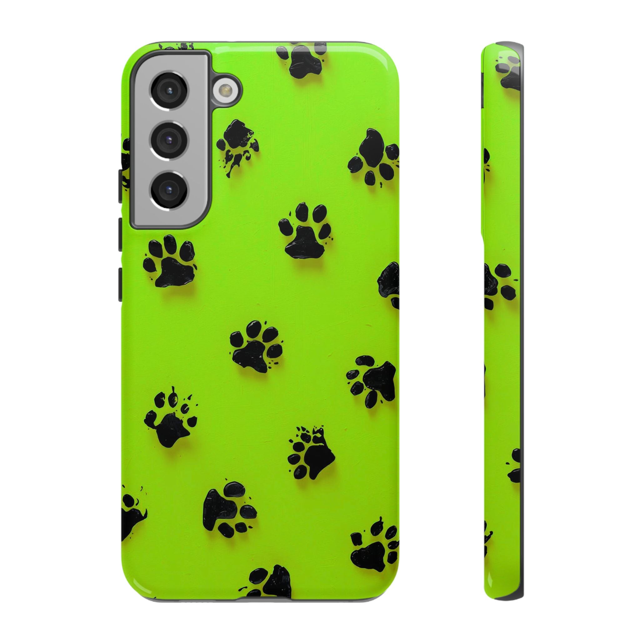 Neon Paw Print Tough Samsung Galaxy Case — Shockproof Pet Lover iPhone Cover